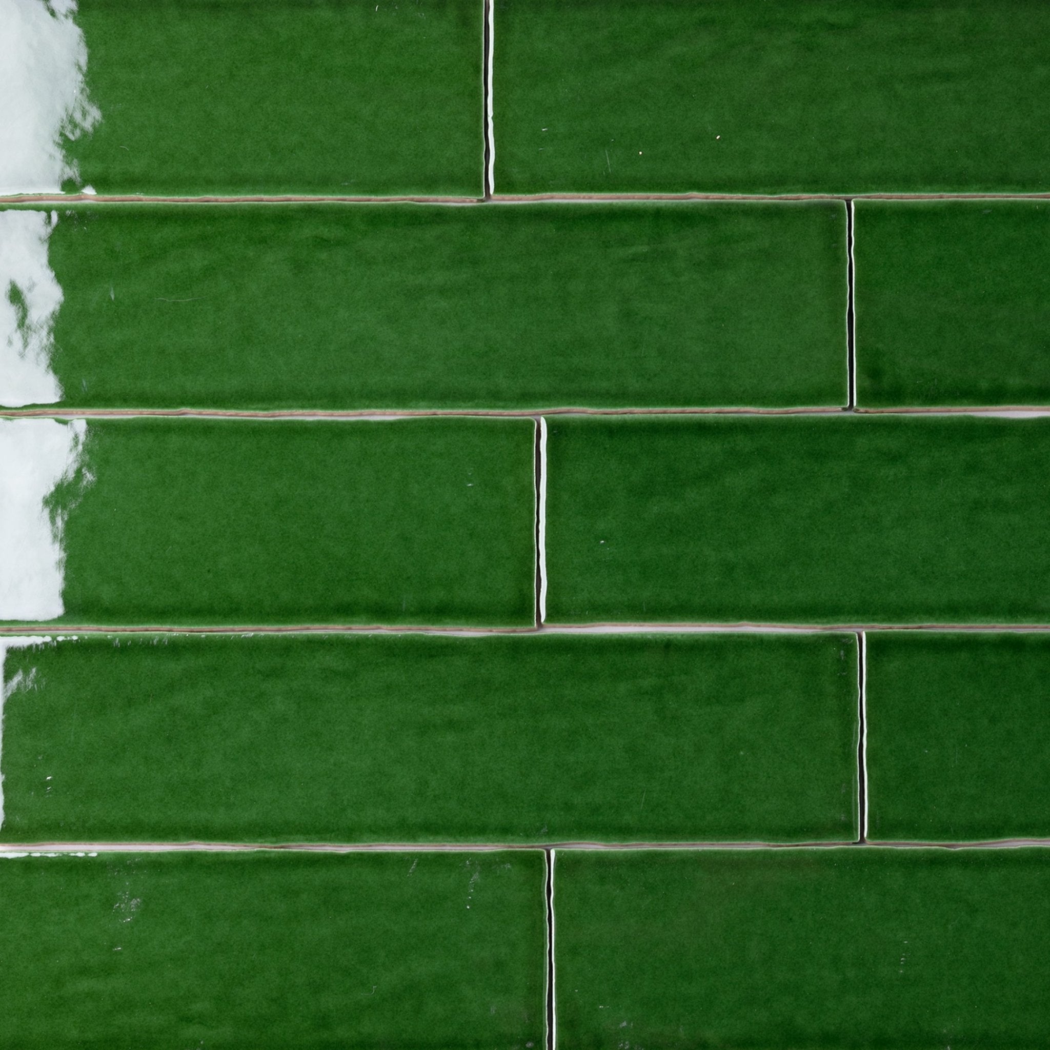 3x12 Emerald Green Glossy Undulated Subway Tile
