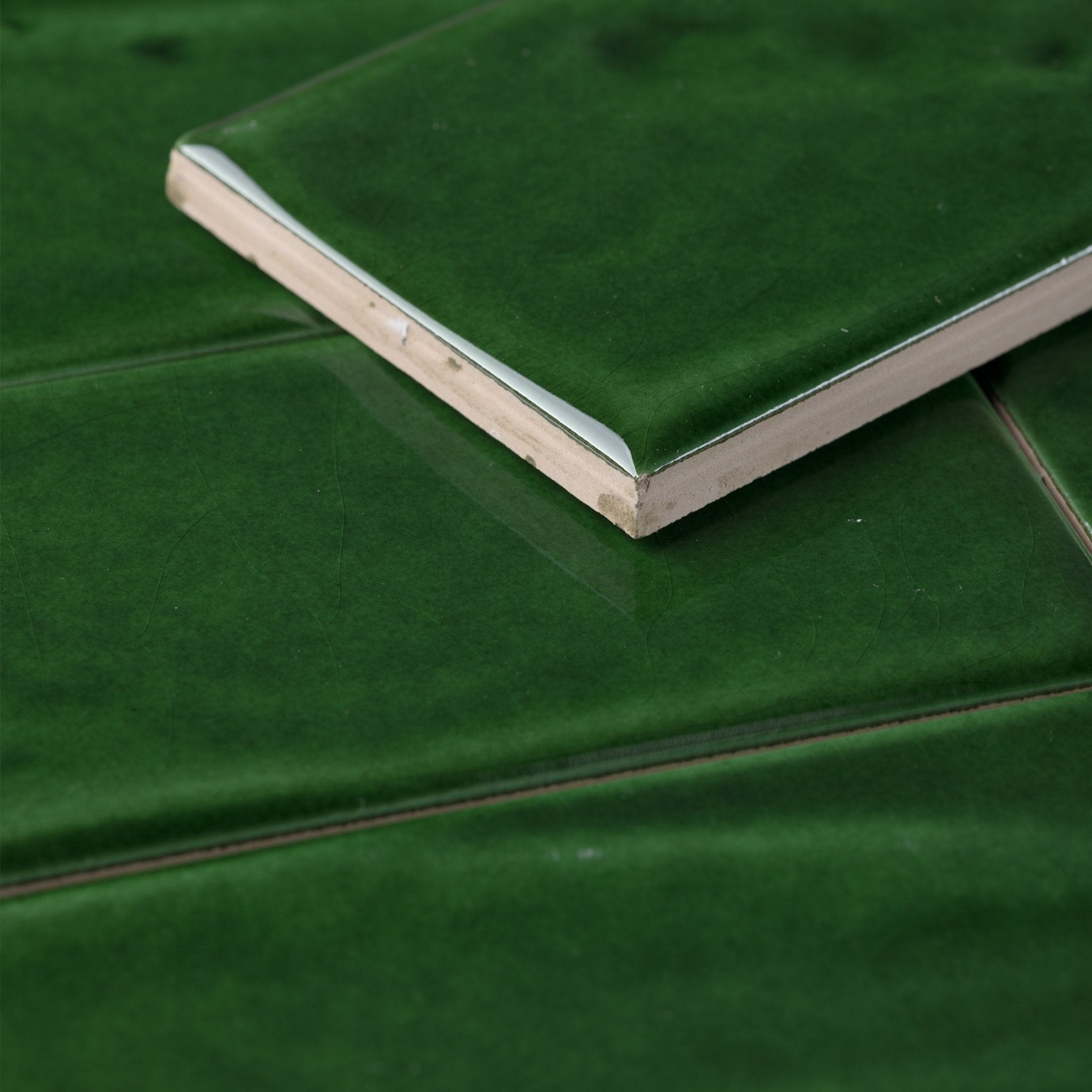 Emerald Green Glossy Undulated Subway Tile