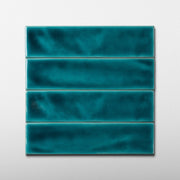 Handmade Brick 2x8 Aquamarine Crackled Glossy Subway Tile