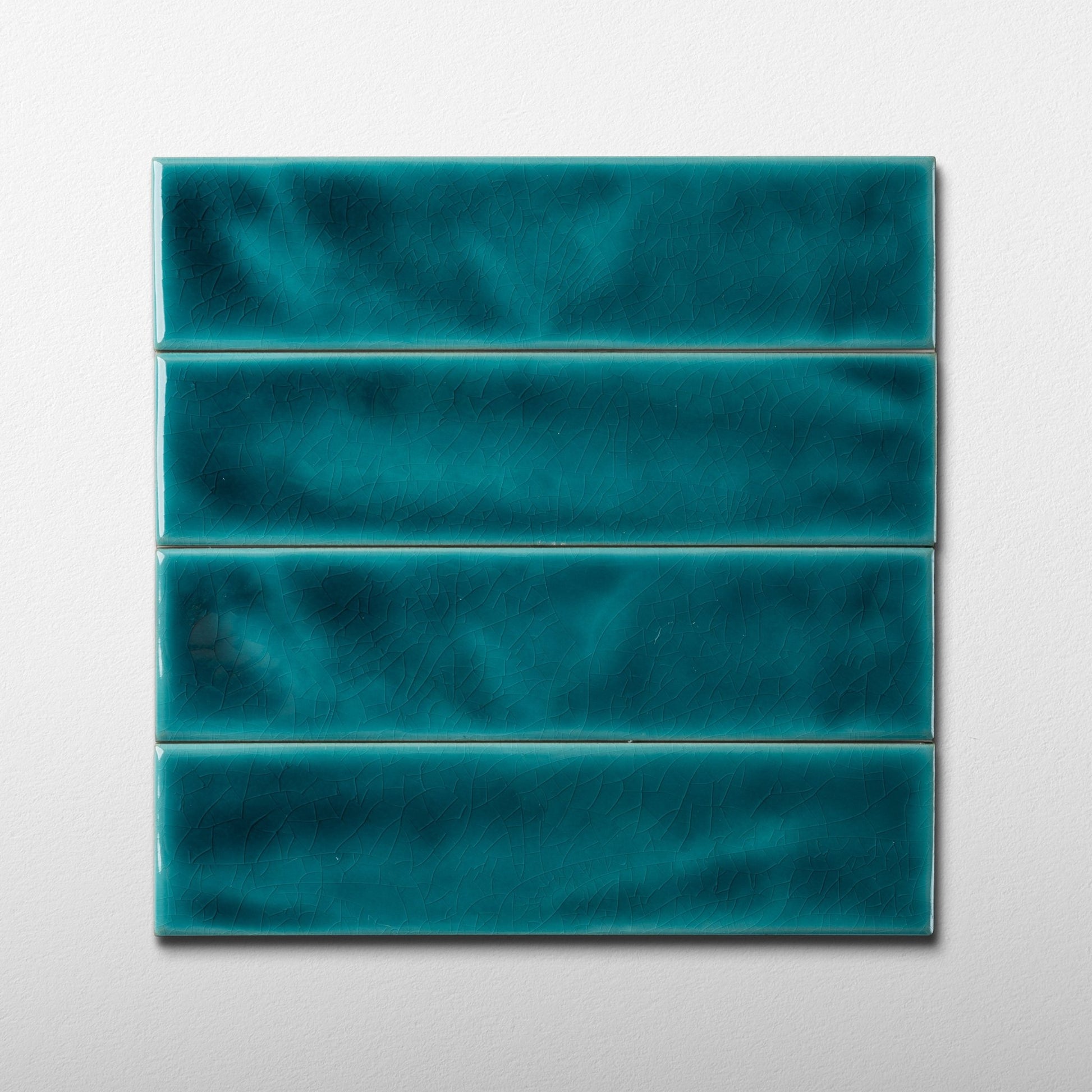 Handmade Brick 2x8 Aquamarine Crackled Glossy Subway Tile