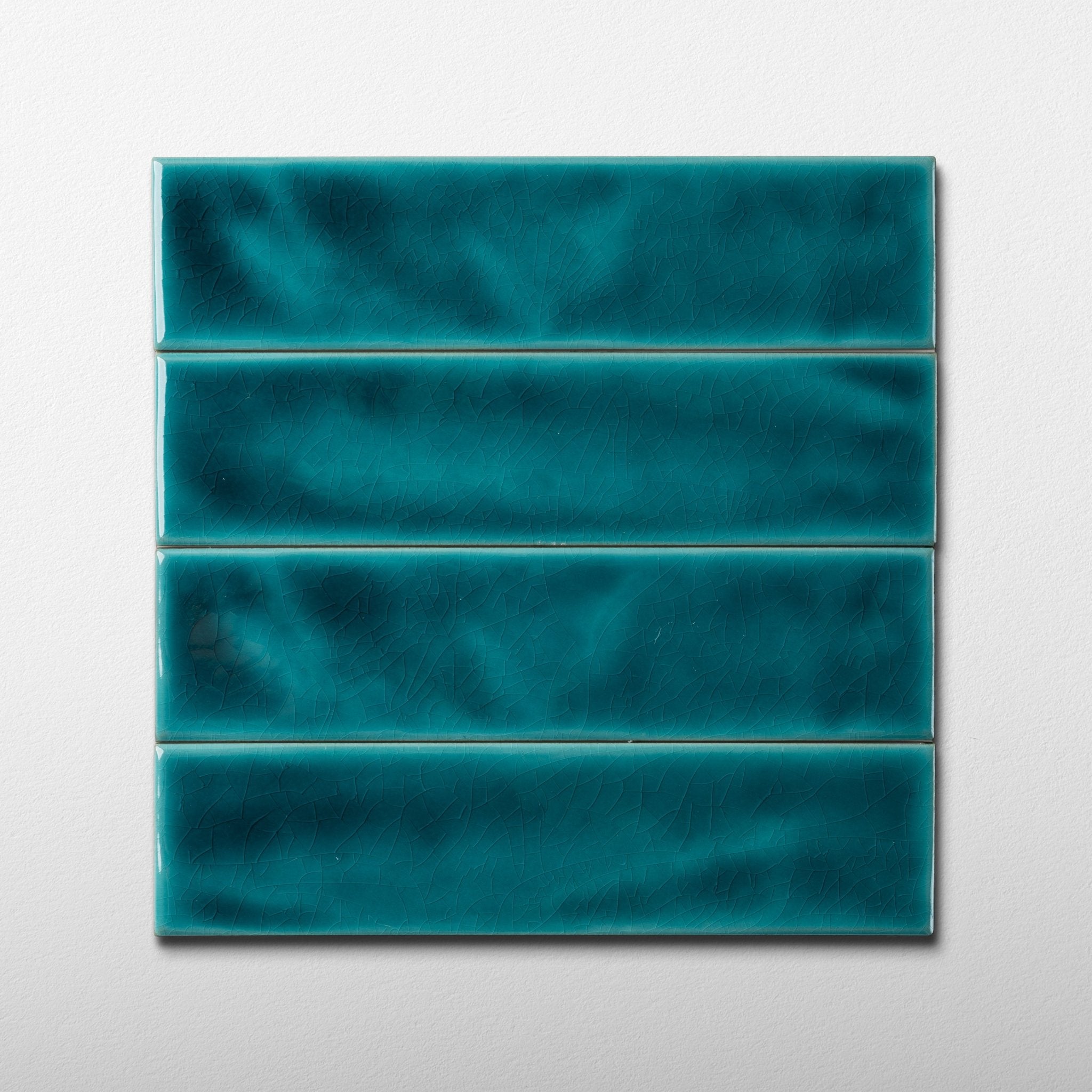 Handmade Brick 2x8 Aquamarine Crackled Glossy Subway Tile