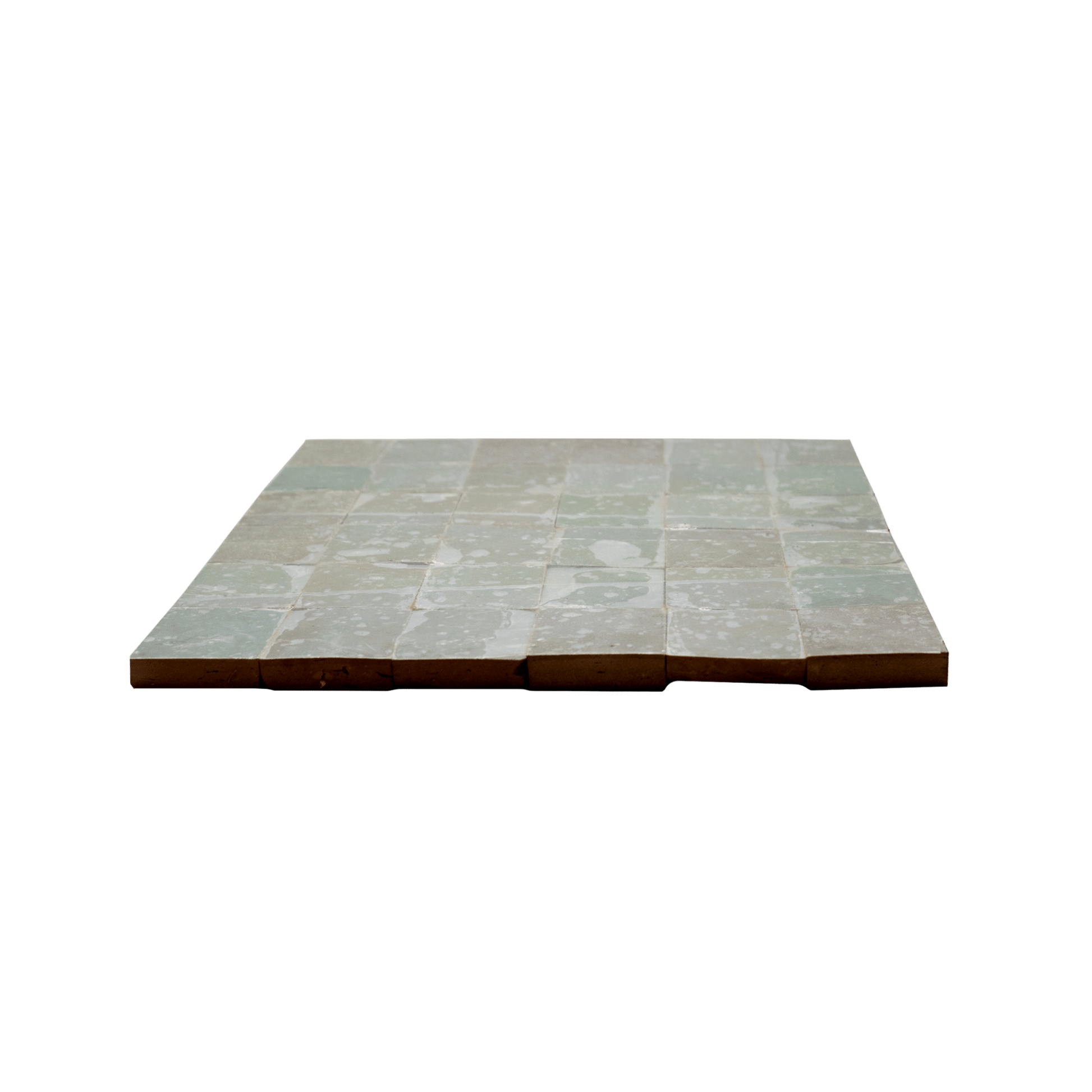 Handmade Moroccan Zellige 2x2 Fern Green Terracotta Mosaic Tile - Lot of 11 Sq ft - Cemento Collection