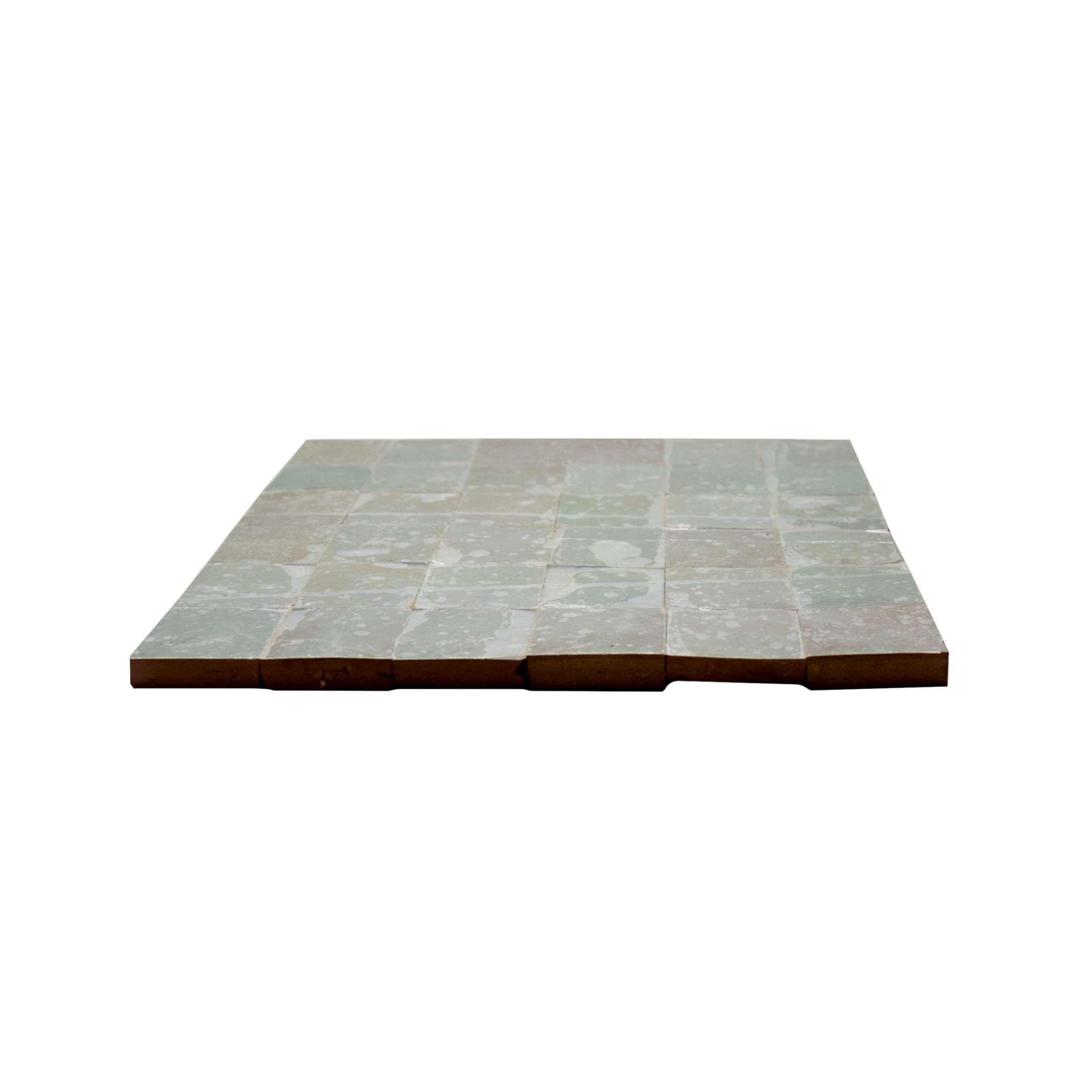 Handmade Moroccan Zellige 2x2 Fern Green Terracotta Mosaic Tile - Lot of 11 Sq ft - Cemento Collection