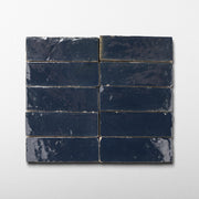 Handmade Moroccan Zellige 2x6 Amalfi Blue Terracotta Tile - Cemento Collection