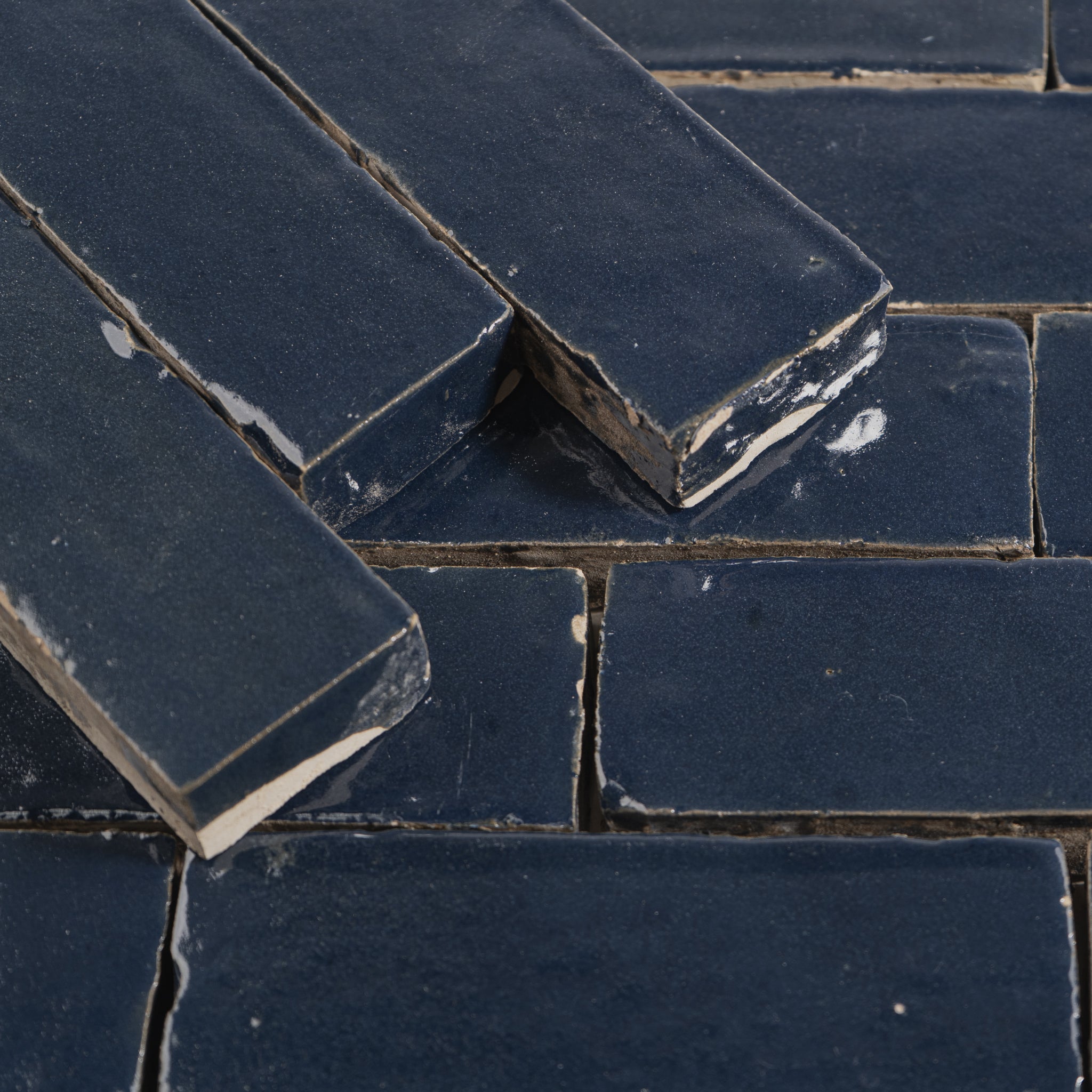 Handmade Moroccan Zellige 2x6 Amalfi Blue Bejmat Terracotta Tile
