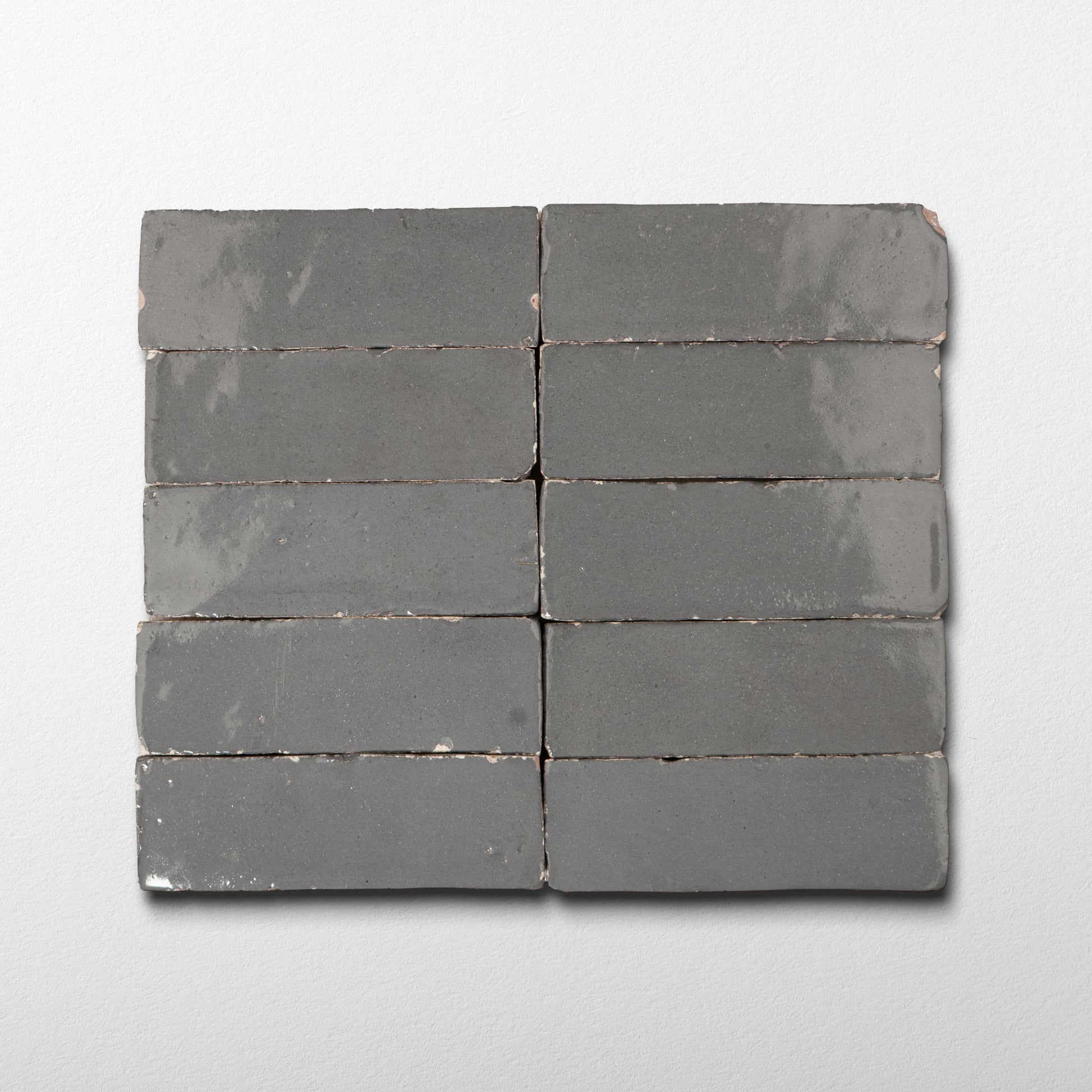 Handmade Moroccan Zellige 2x6 Armor grey Terracotta Tile - Cemento Collection
