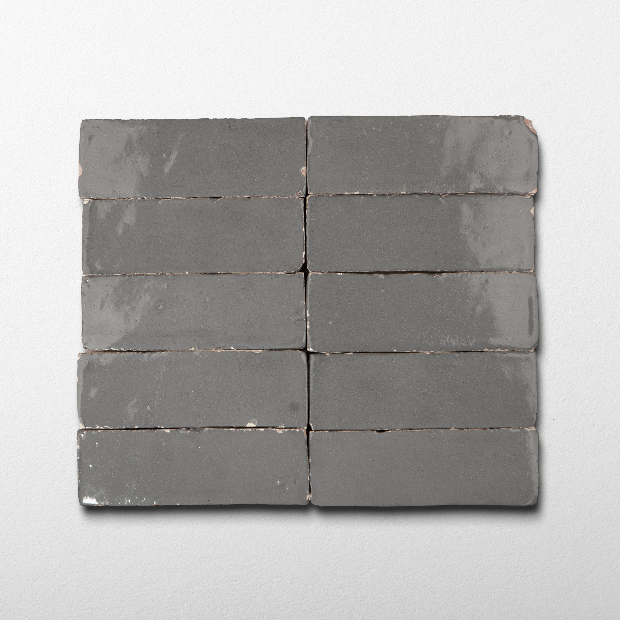 Handmade Moroccan Zellige 2x6 Armor grey Terracotta Tile - Cemento Collection