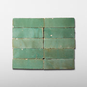 Handmade Moroccan Zellige 2x6 Asparagus Green Bejmat Terracotta Tile - Cemento Collection