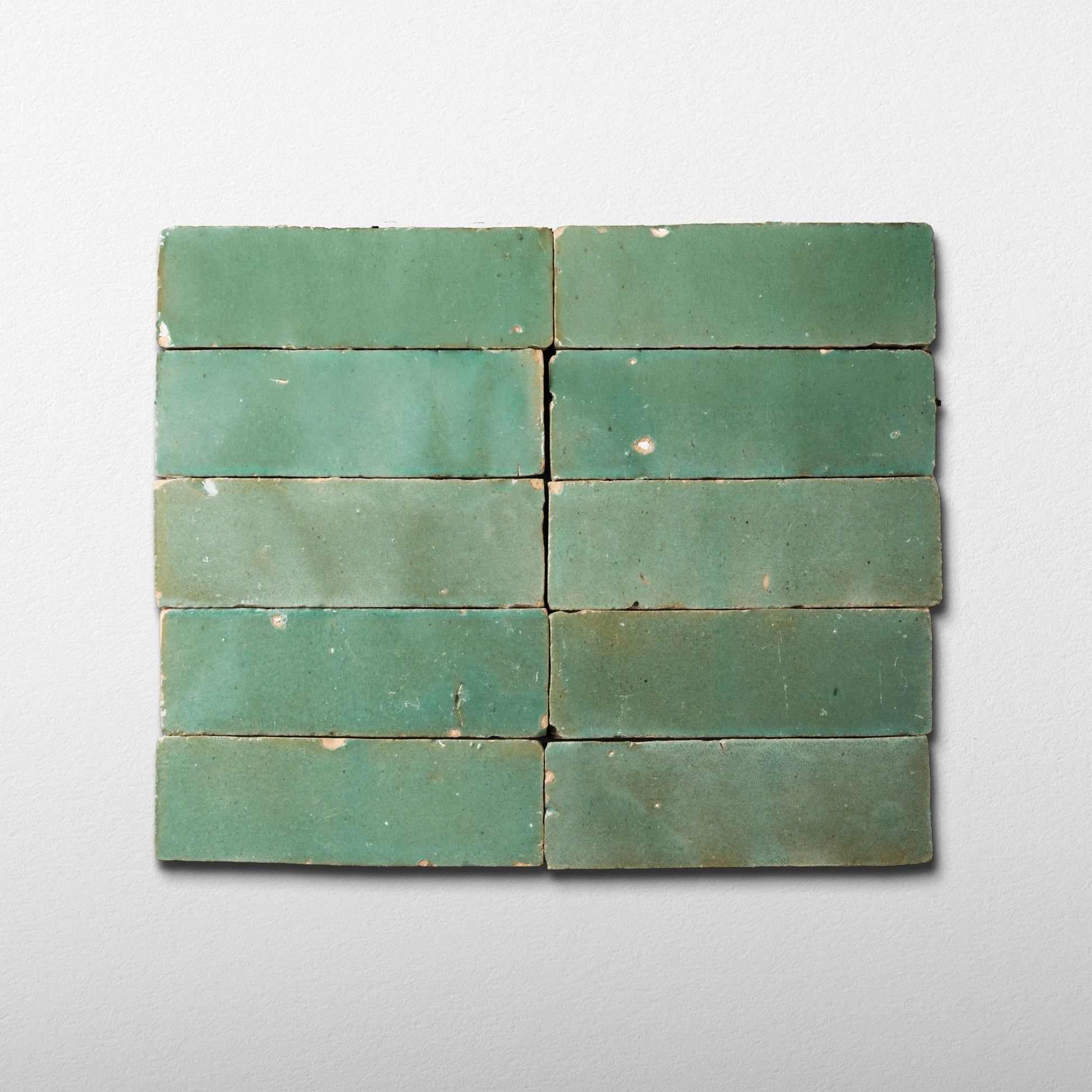 Handmade Moroccan Zellige 2x6 Asparagus Green Bejmat Terracotta Tile - Cemento Collection