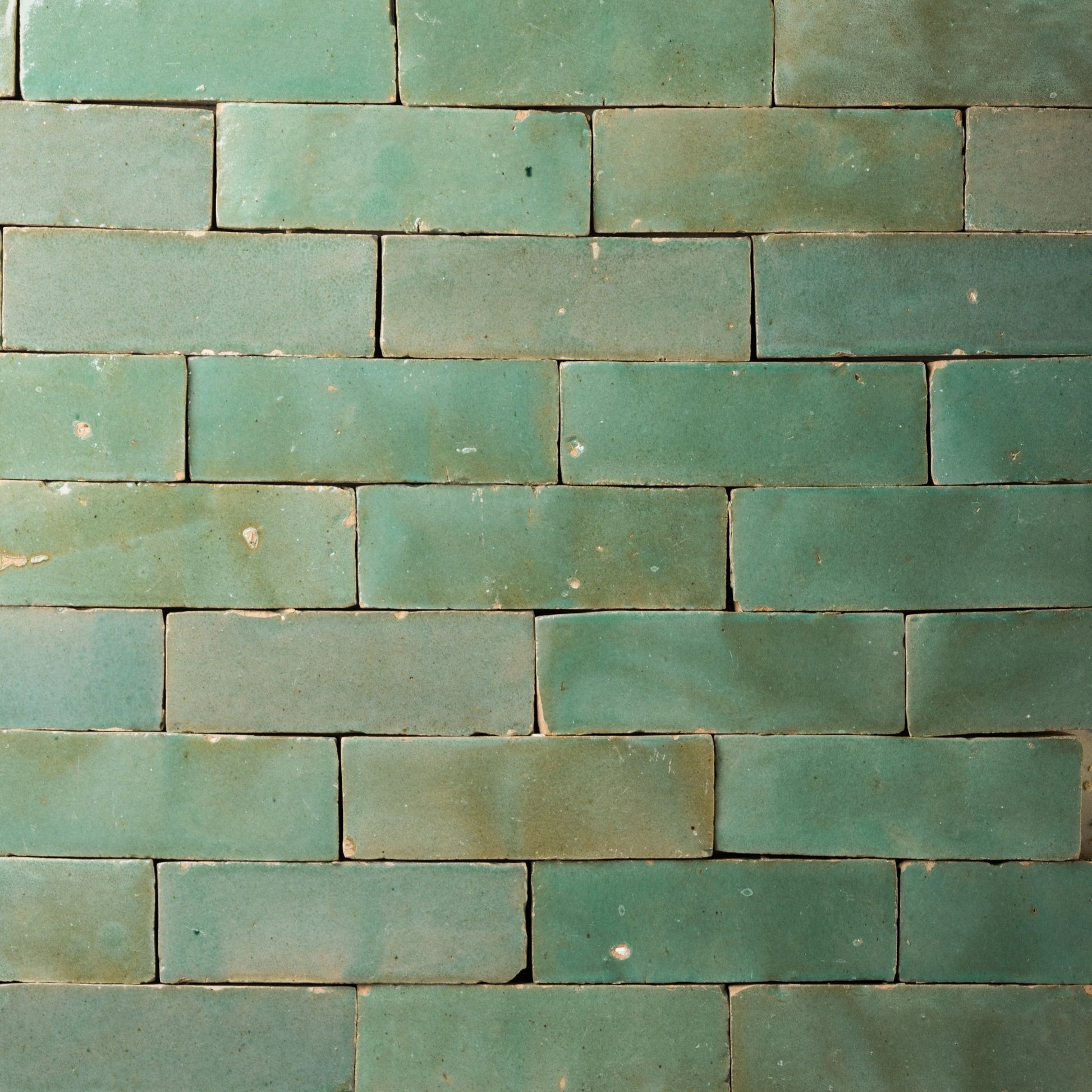 Handmade Moroccan Zellige 2x6 Asparagus Green Bejmat Terracotta Tile - Cemento Collection