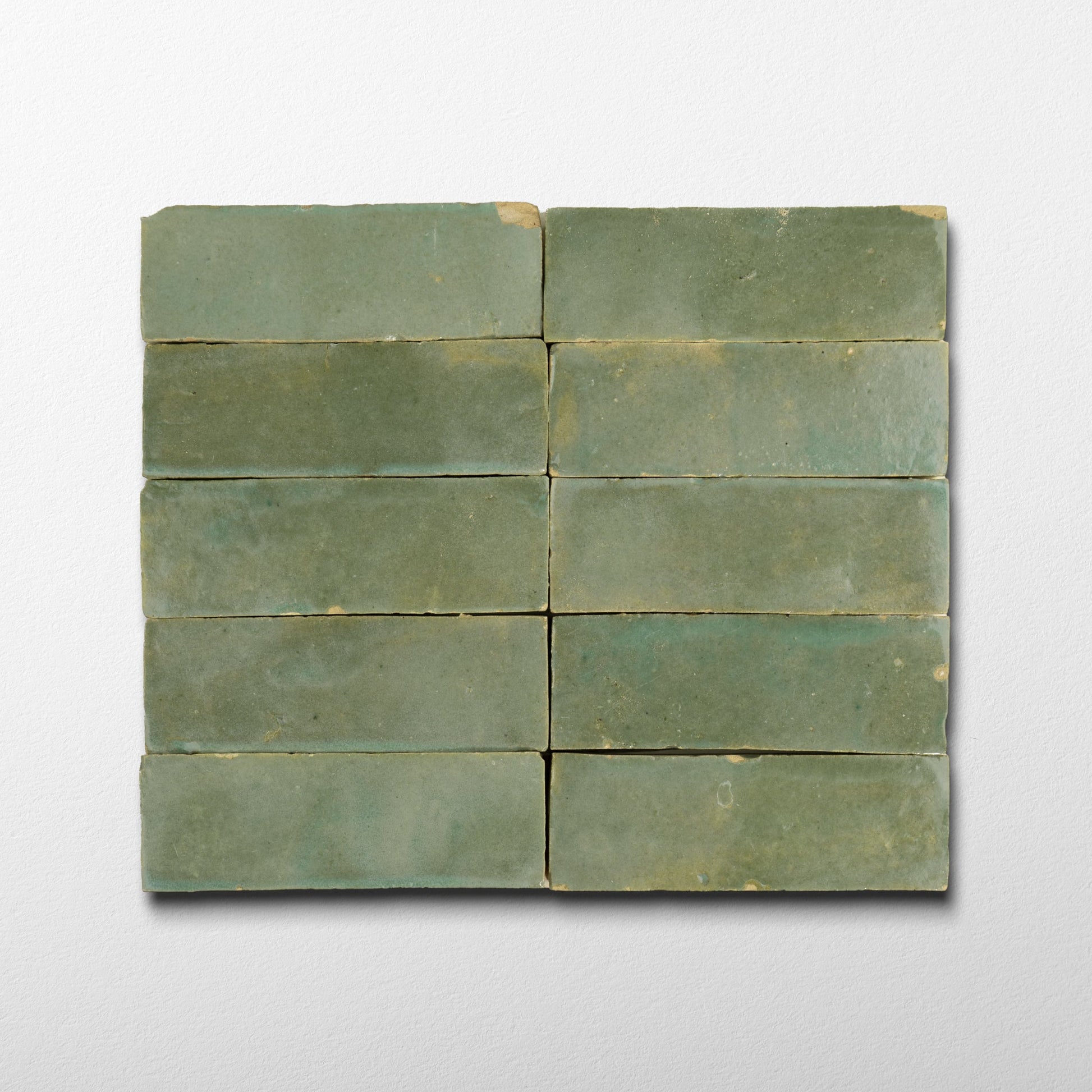 Handmade Moroccan Zellige 2x6 Asparagus green Terracotta Tile - Cemento Collection
