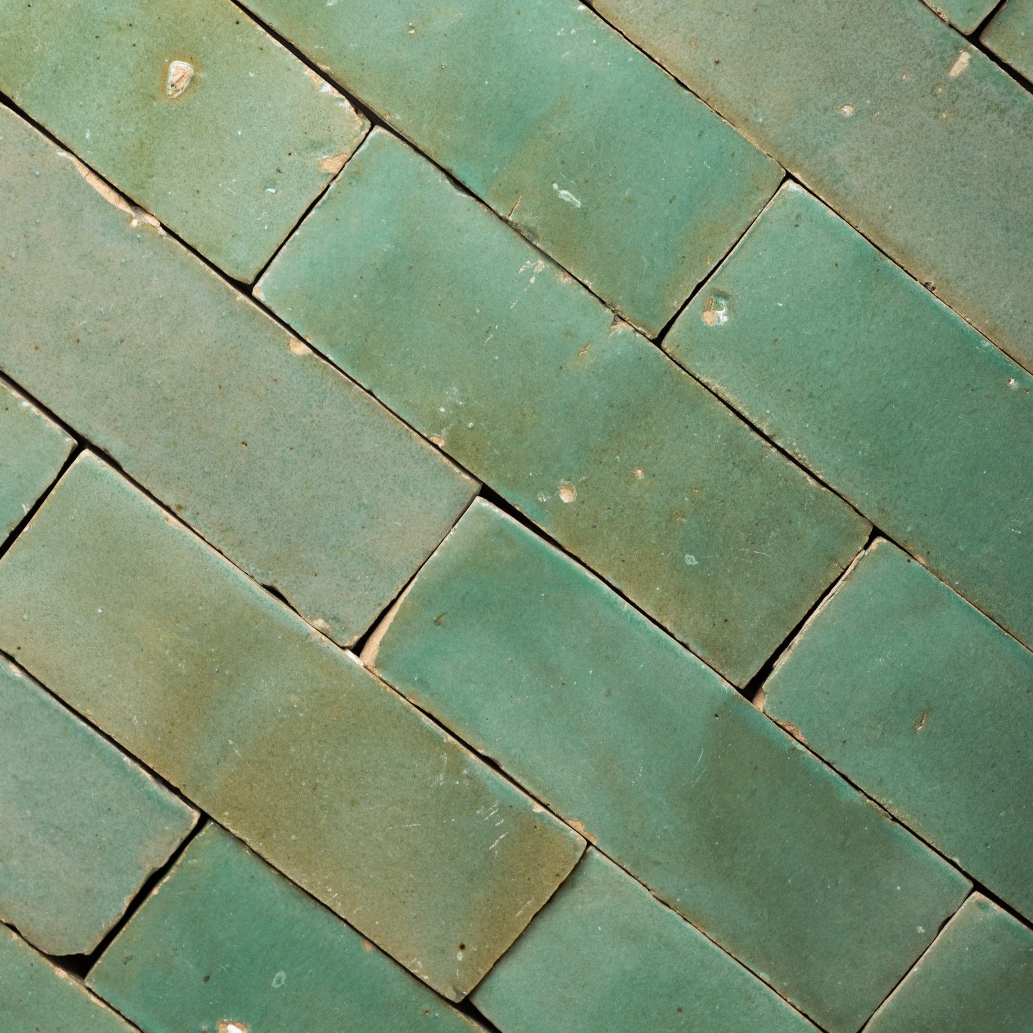 Handmade Moroccan Zellige 2x6 Asparagus Green Bejmat Terracotta Tile - Cemento Collection