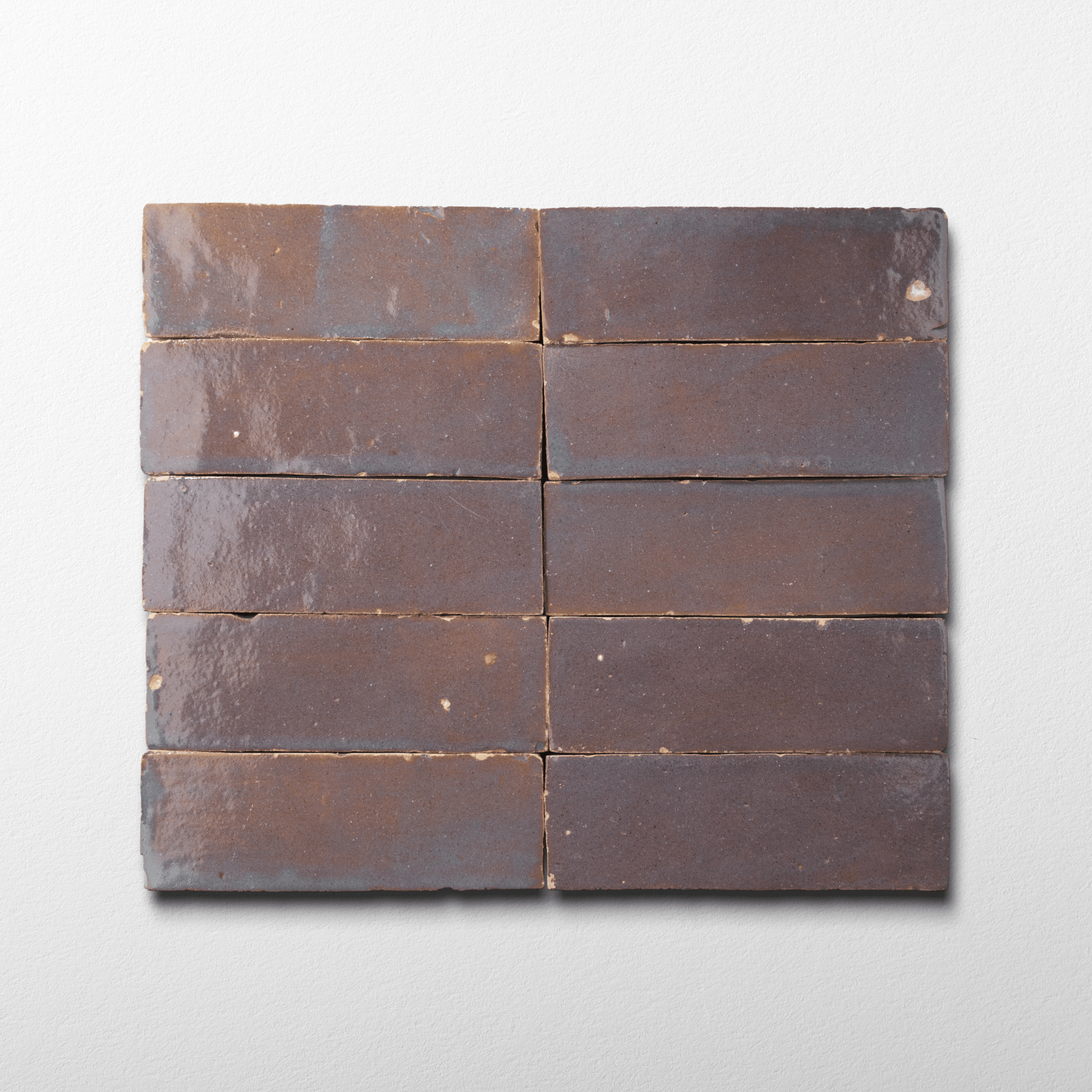 Handmade Moroccan Zellige 2x6 Aubergine Bejmat Terracotta Tile Handmade Moroccan Zellige 2x6 Aubergine Bejmat Terracotta Tile