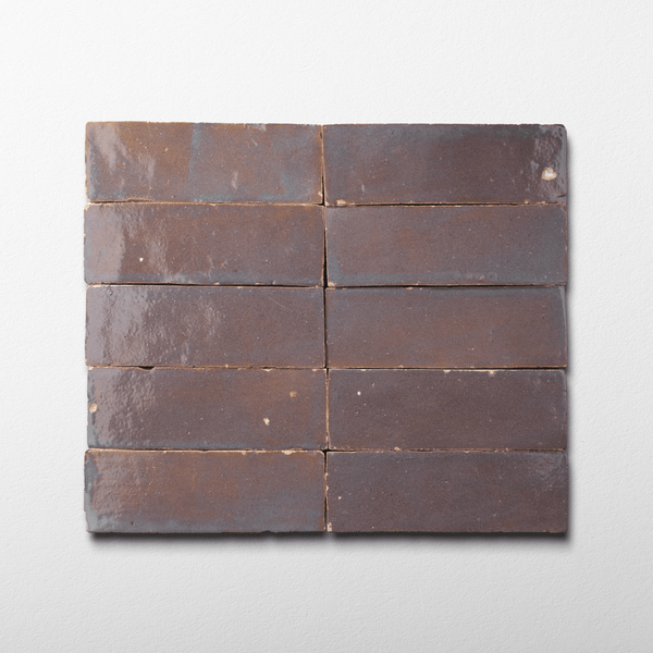 Handmade Moroccan Zellige 2x6 Aubergine Bejmat Terracotta Tile