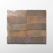 Handmade Moroccan Zellige 2x6 Aubergine Terracotta Tile - Cemento Collection