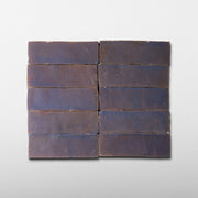 Handmade Moroccan Zellige 2x6 Aubergine Bejmat Terracotta Tile