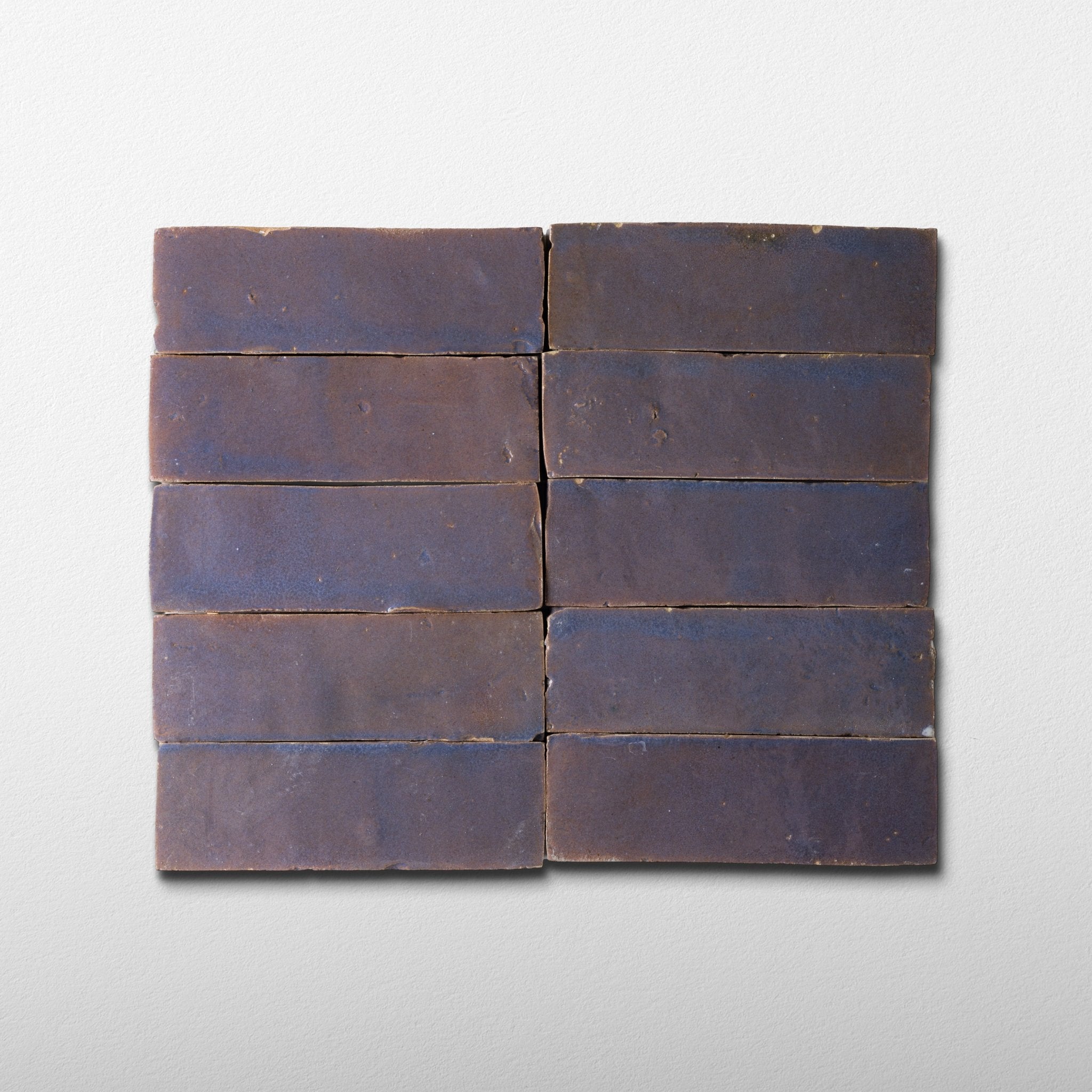 Handmade Moroccan Zellige 2x6 Aubergine Bejmat Terracotta Tile