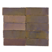 Handmade Moroccan Zellige 2x6 Aubergine Bejmat Terracotta Tile - Cemento Collection