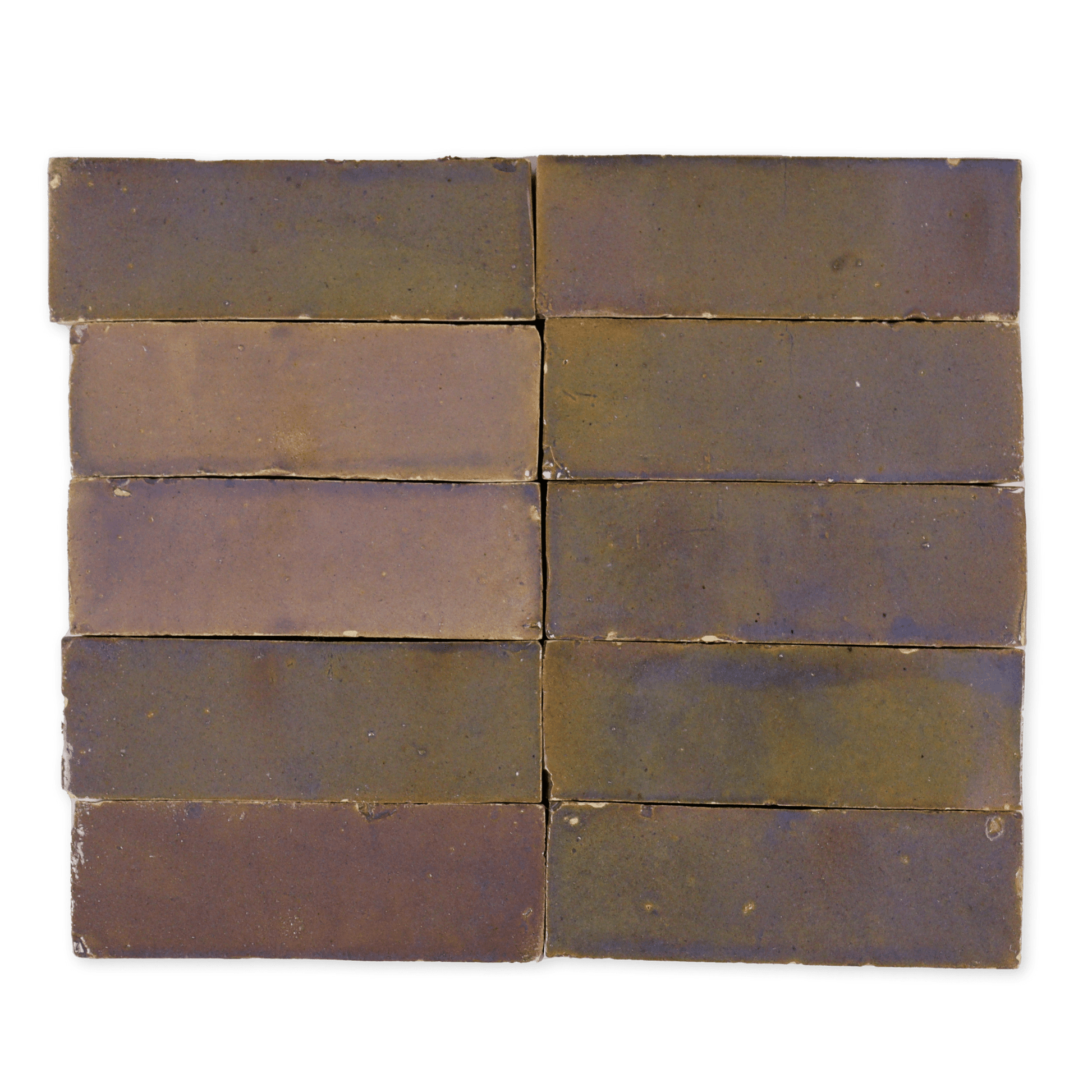 Handmade Moroccan Zellige 2x6 Aubergine Bejmat Terracotta Tile - Cemento Collection