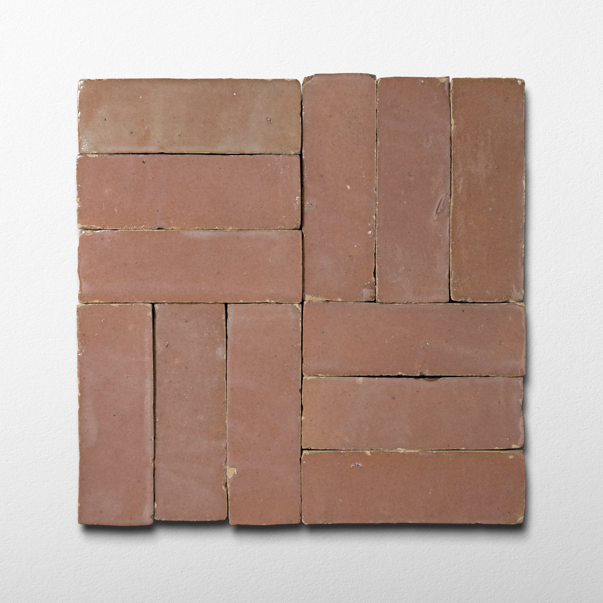 Handmade Moroccan Zellige 2x6 Bejmat Blush Pink Terracotta Tile - Cemento Collection