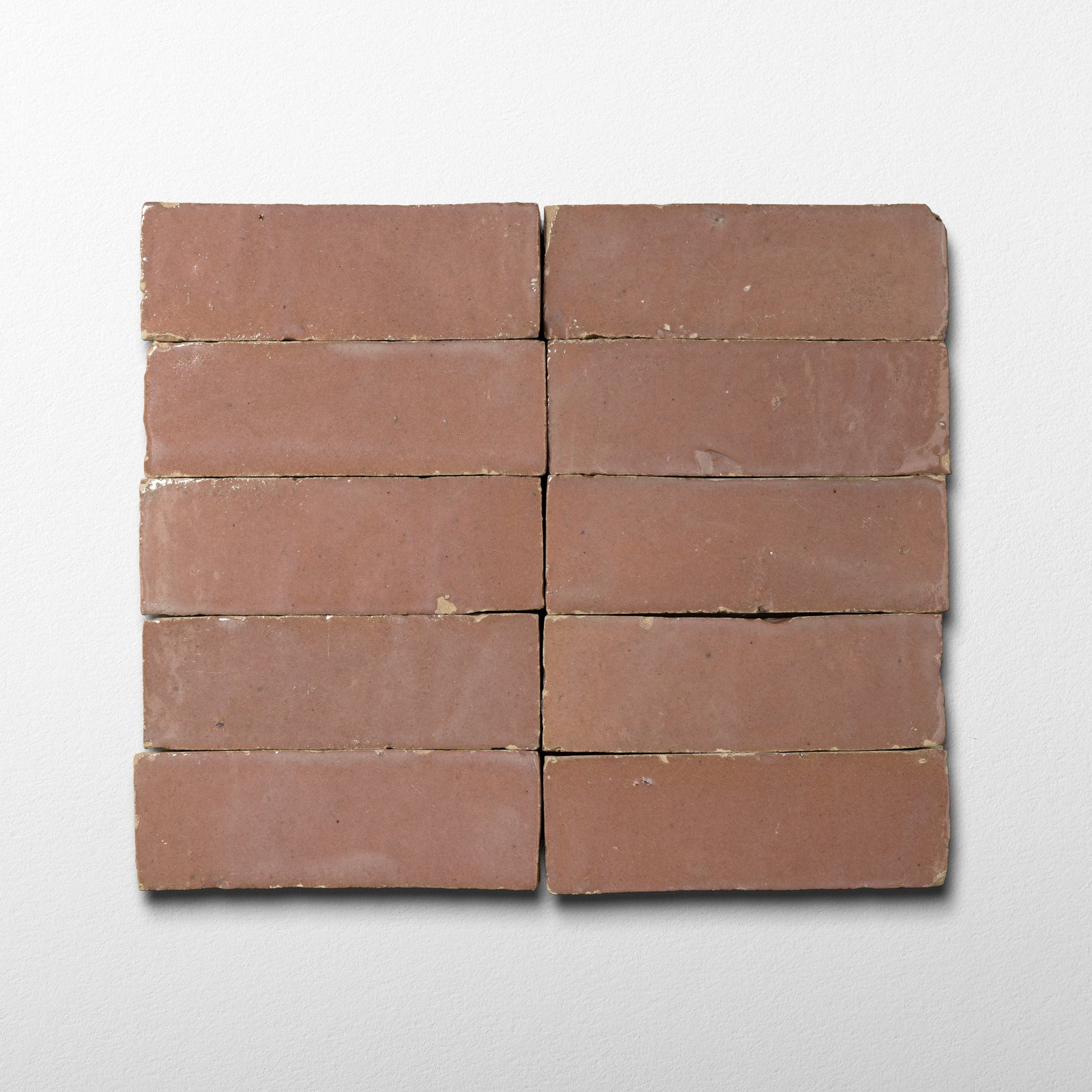 Handmade Moroccan Zellige 2x6 Bejmat Blush Pink Terracotta Tile - Cemento Collection