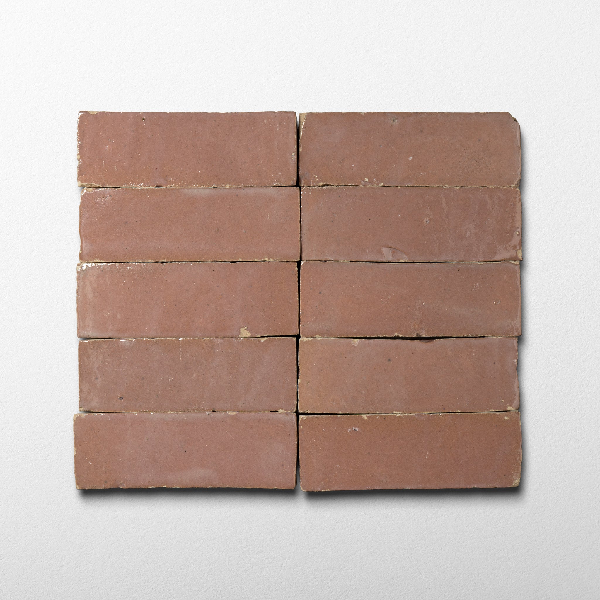 Handmade Moroccan Zellige 2x6 Bejmat Blush Pink Terracotta Tile - Cemento Collection