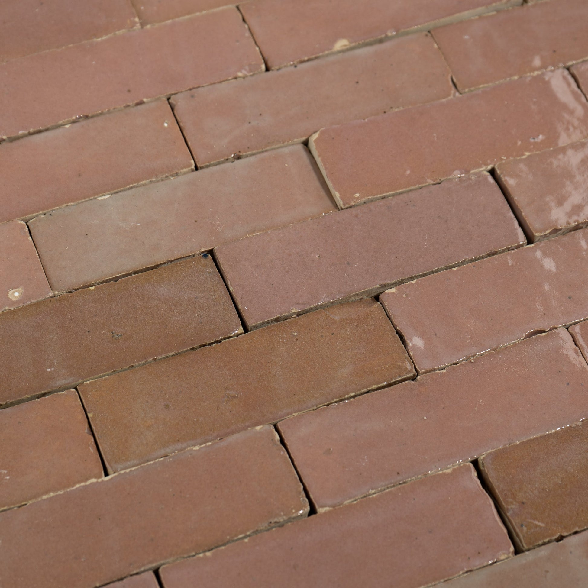 Handmade Moroccan Zellige 2x6 Bejmat Blush Pink Terracotta Tile - Cemento Collection