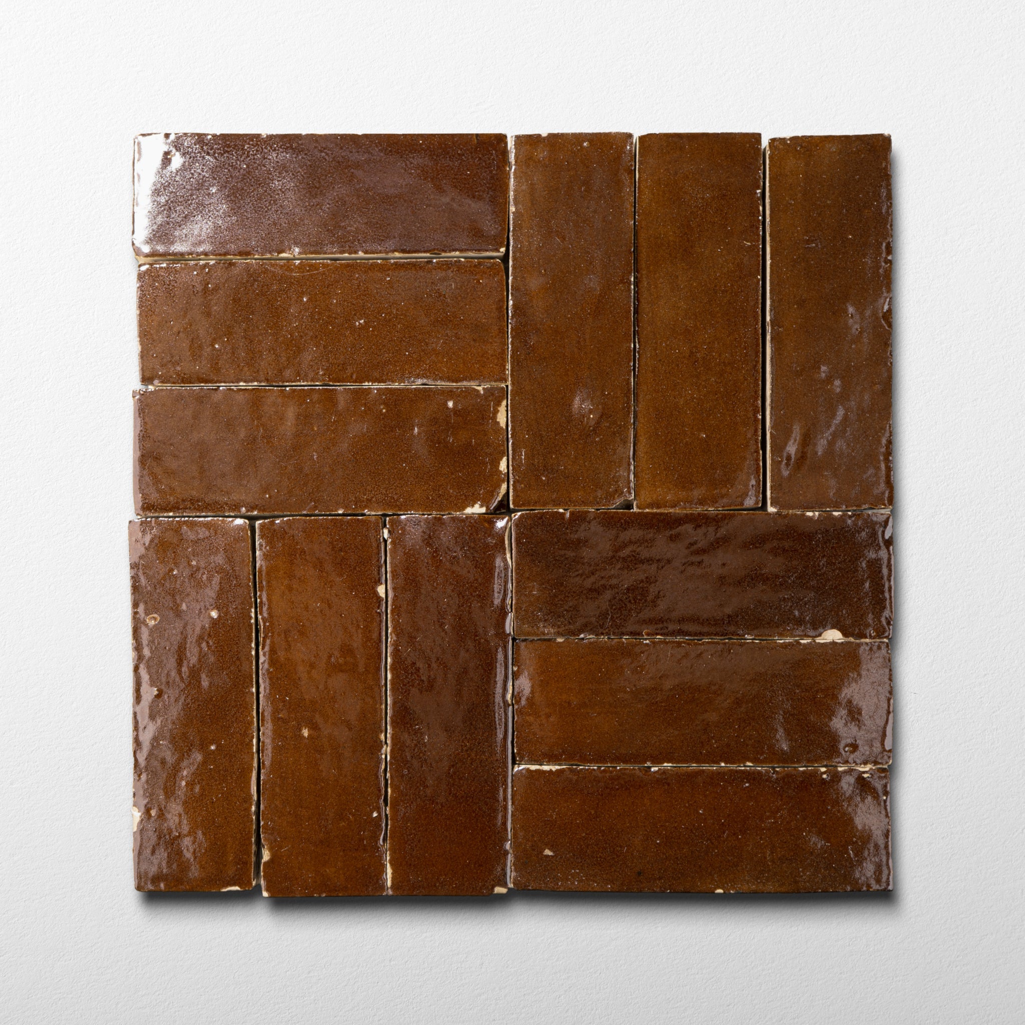 Handmade Moroccan Zellige 2x6 Bejmat Chocolate Brown Terracotta