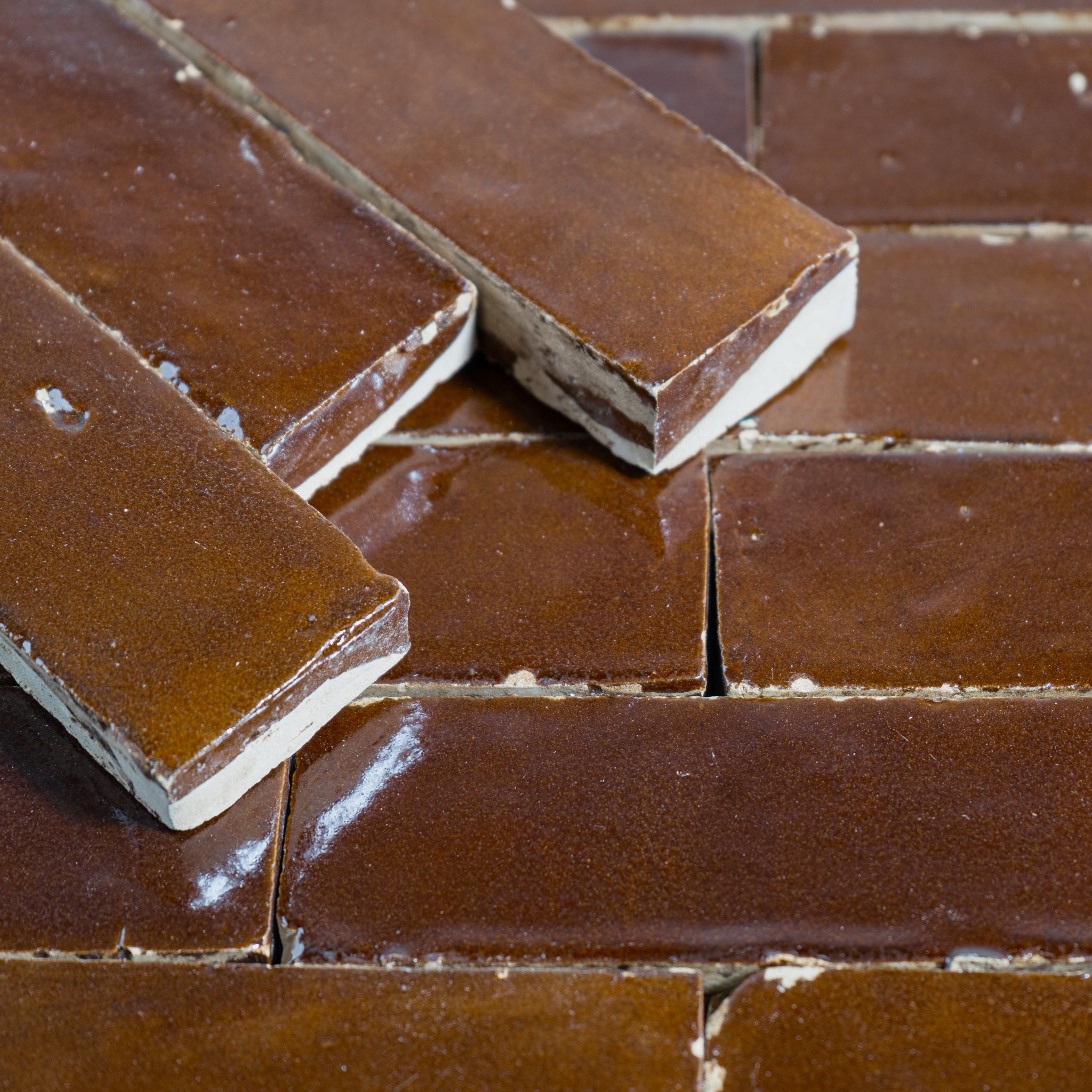 Handmade Moroccan Zellige 2x6 Bejmat Chocolate Brown Terracotta