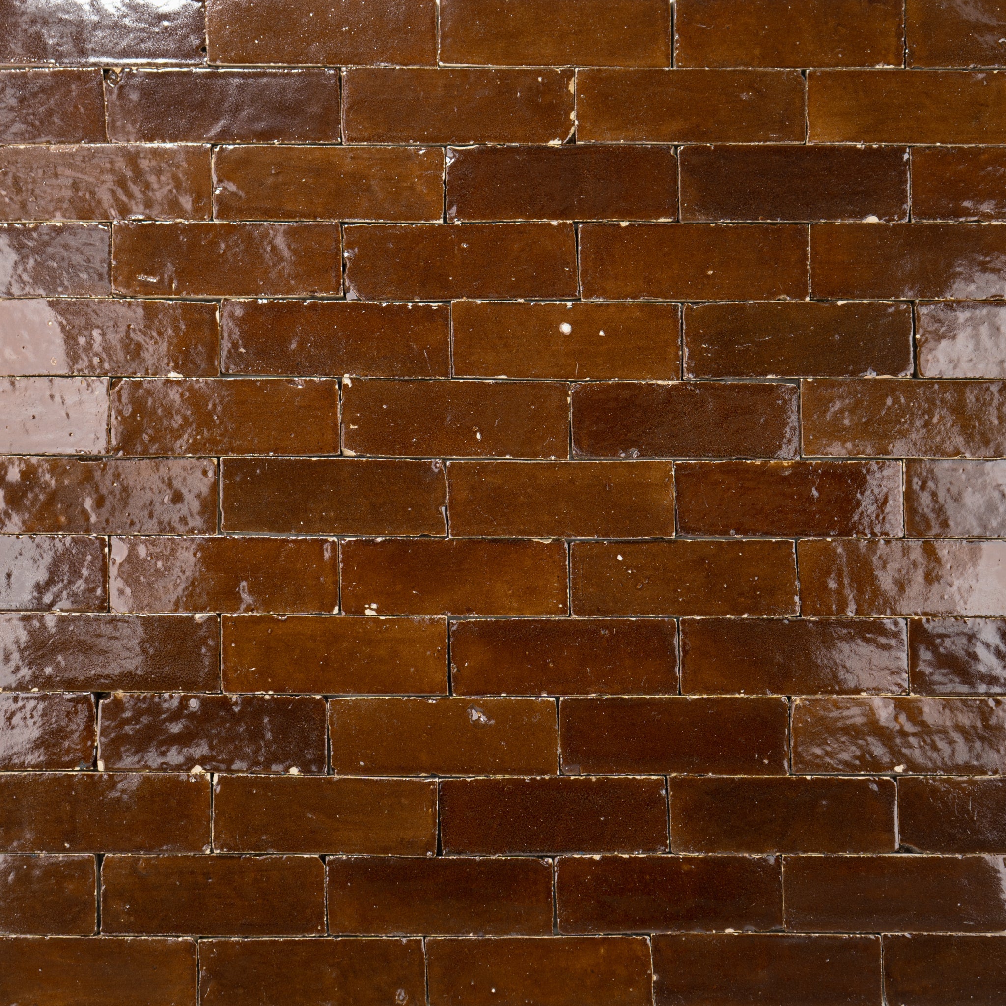 Handmade Moroccan Zellige 2x6 Bejmat Chocolate Brown Terracotta