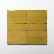Handmade Moroccan Zellige 2x6 Citron yellow Terracotta Tile - Cemento Collection