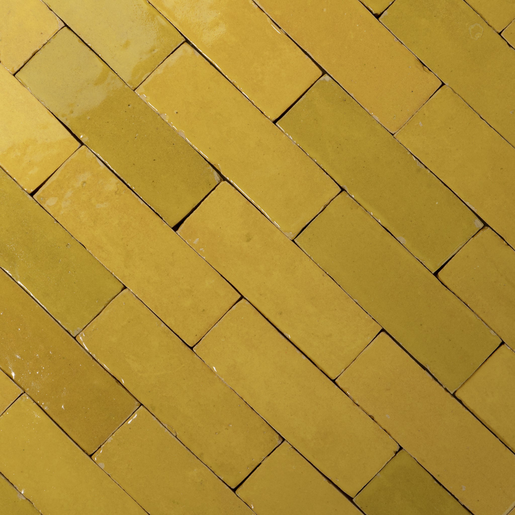 Citron Yellow Zellige Tile 2×6 — Handmade Moroccan Terracotta