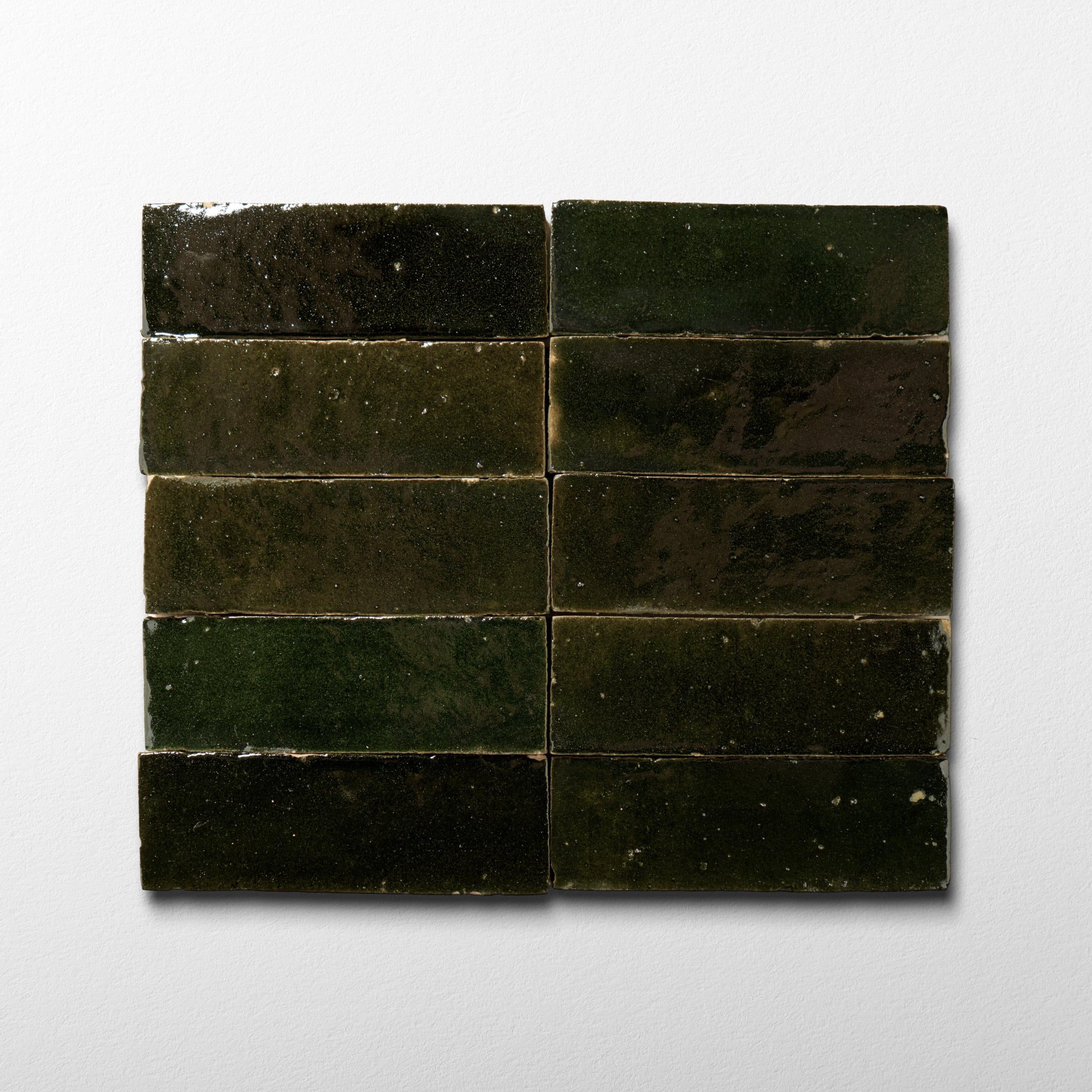 Handmade Moroccan Zellige 2x6 Kalamata green Terracotta Tile - Cemento Collection