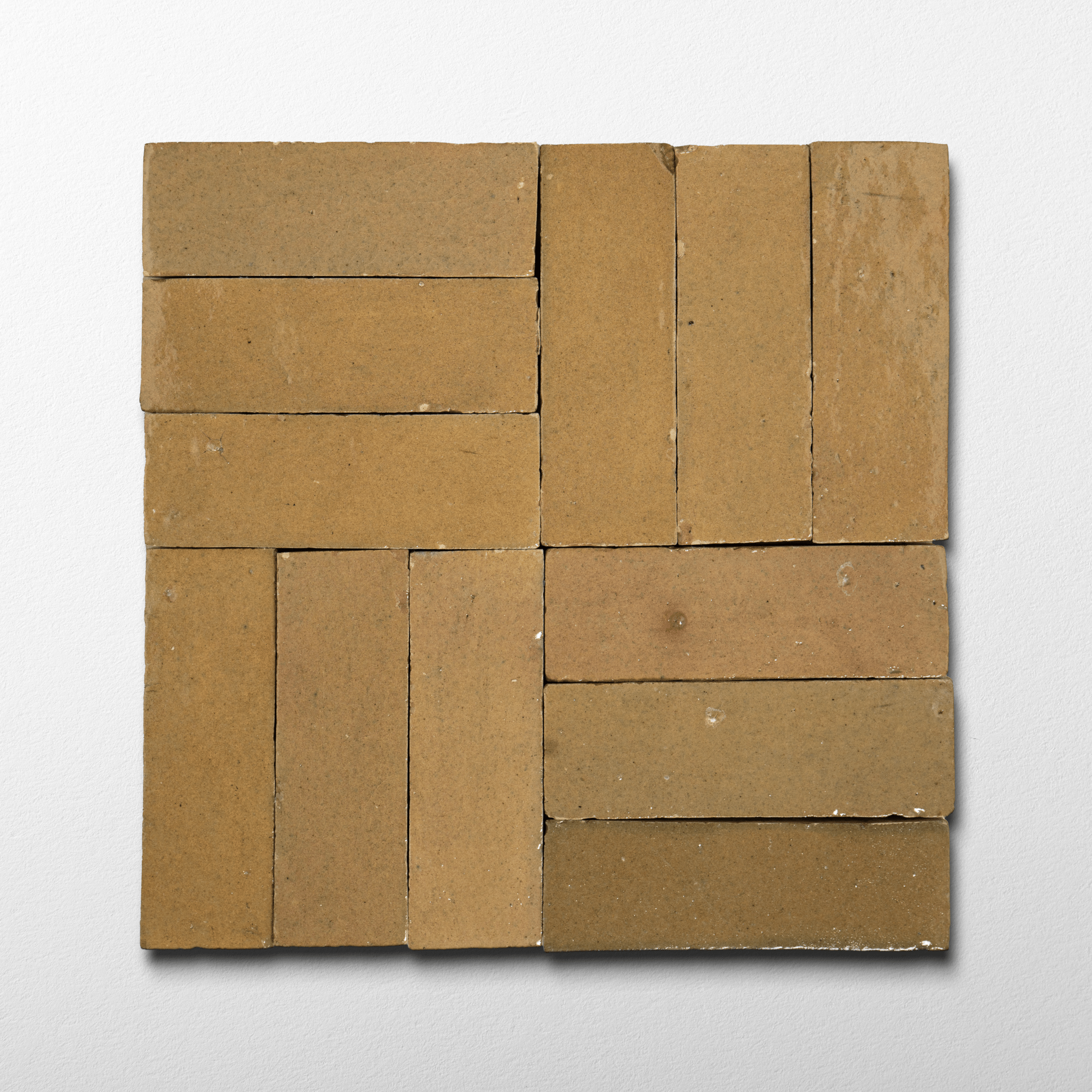 Handmade Moroccan Zellige 2x6 Bejmat Khaki Terracotta Tile - Cemento Collection