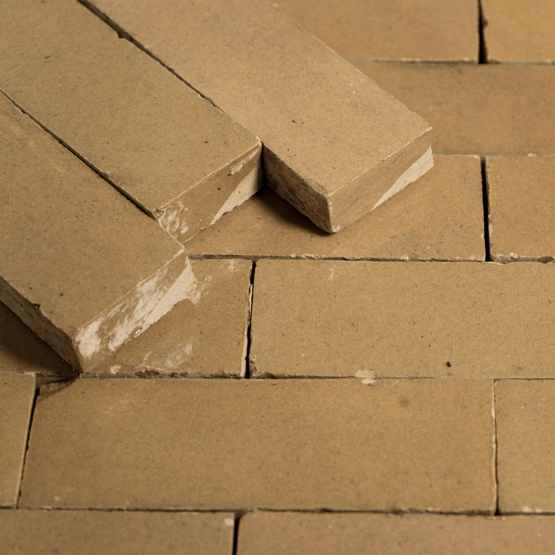 Handmade Moroccan Zellige 2x6 Bejmat Khaki Terracotta Tile - Cemento Collection