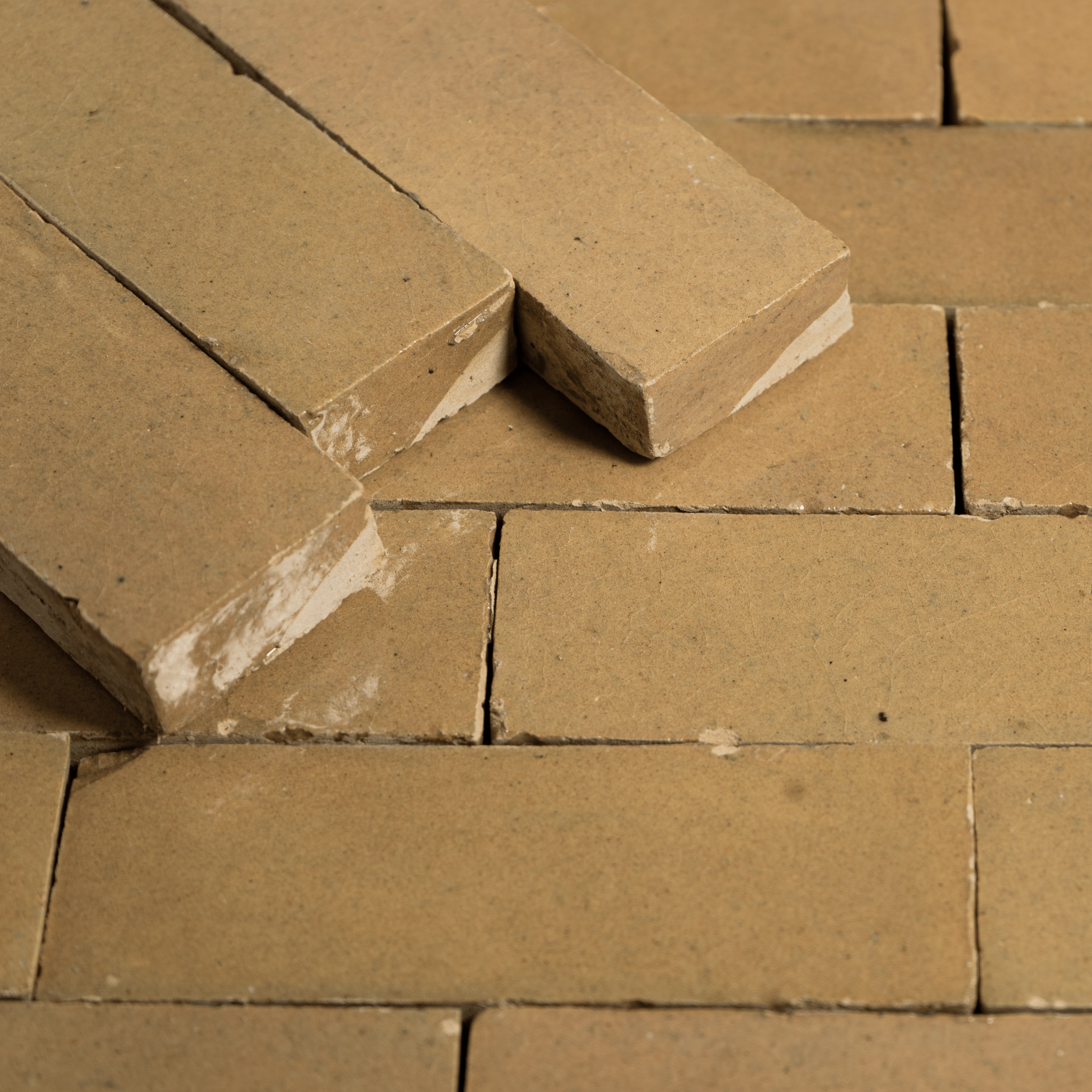 Handmade Moroccan Zellige 2x6 Bejmat Khaki Terracotta Tile - Cemento Collection