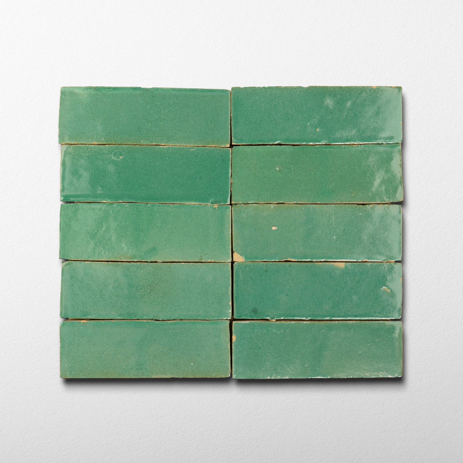 Handmade Moroccan Zellige 2x6 Santorini green Terracotta Tile - Cemento Collection