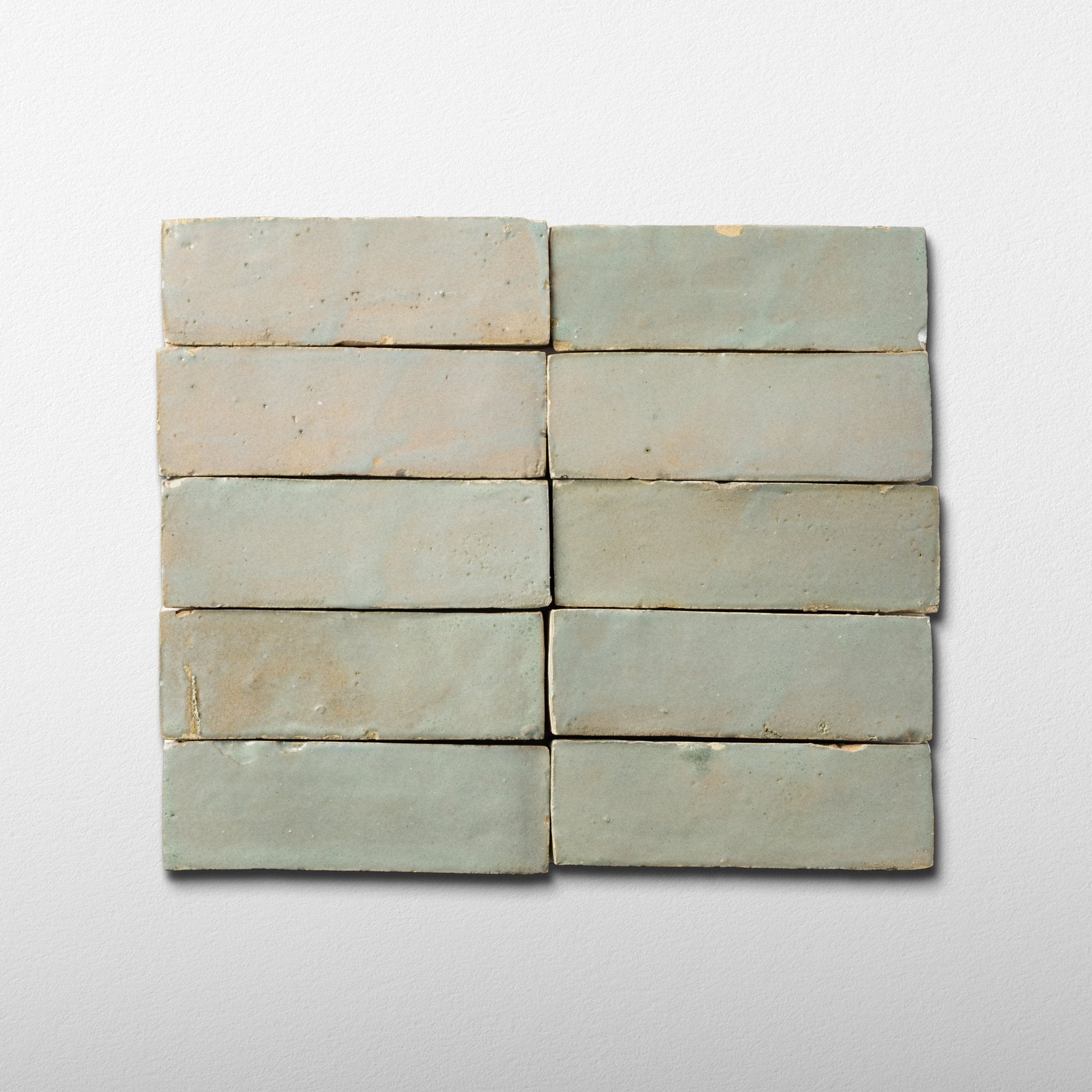 Handmade Moroccan Zellige 2x6 Belize Green Bejmat Terracotta Tile - Cemento Collection