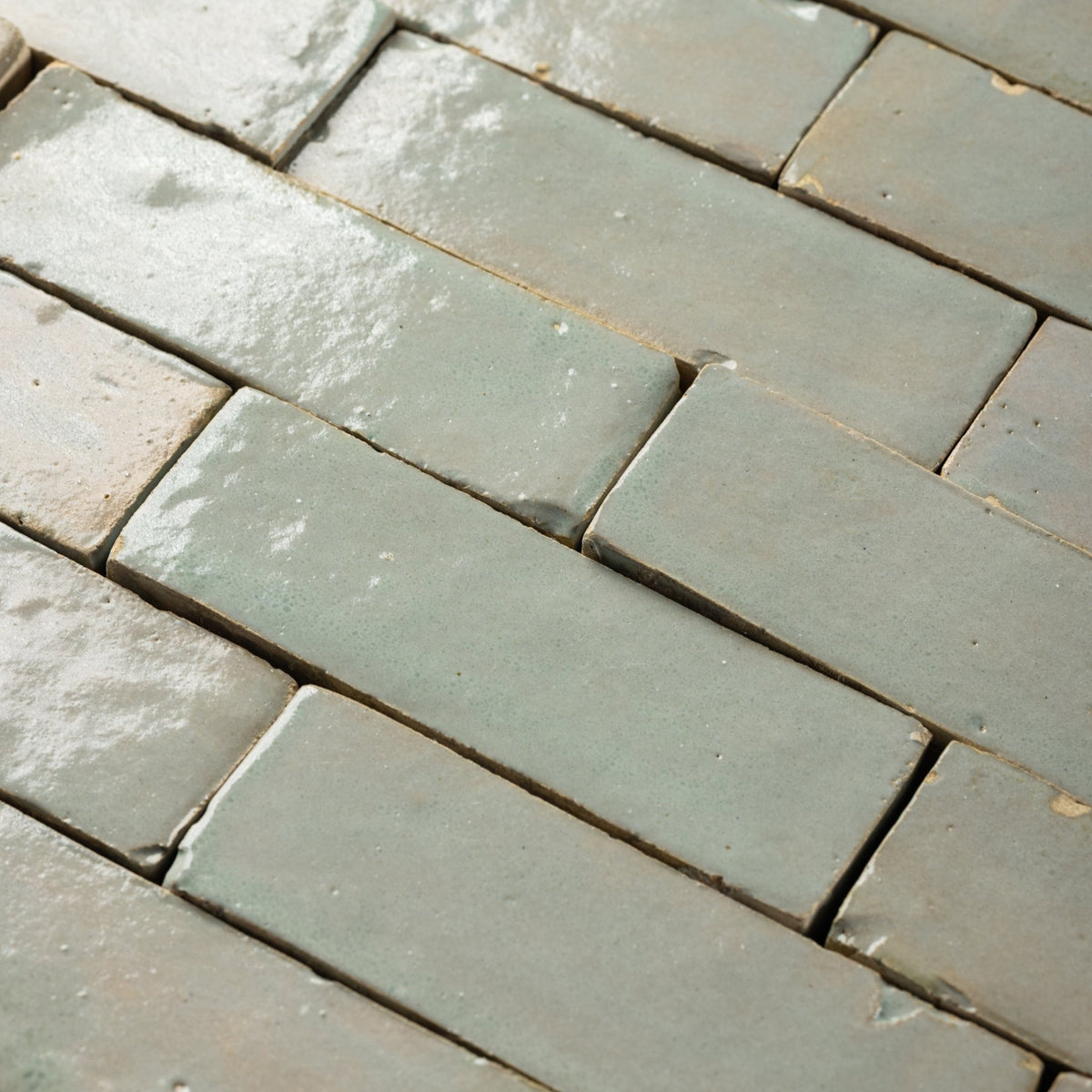 Handmade Moroccan Zellige 2x6 Belize Green Bejmat Terracotta Tile - Cemento Collection