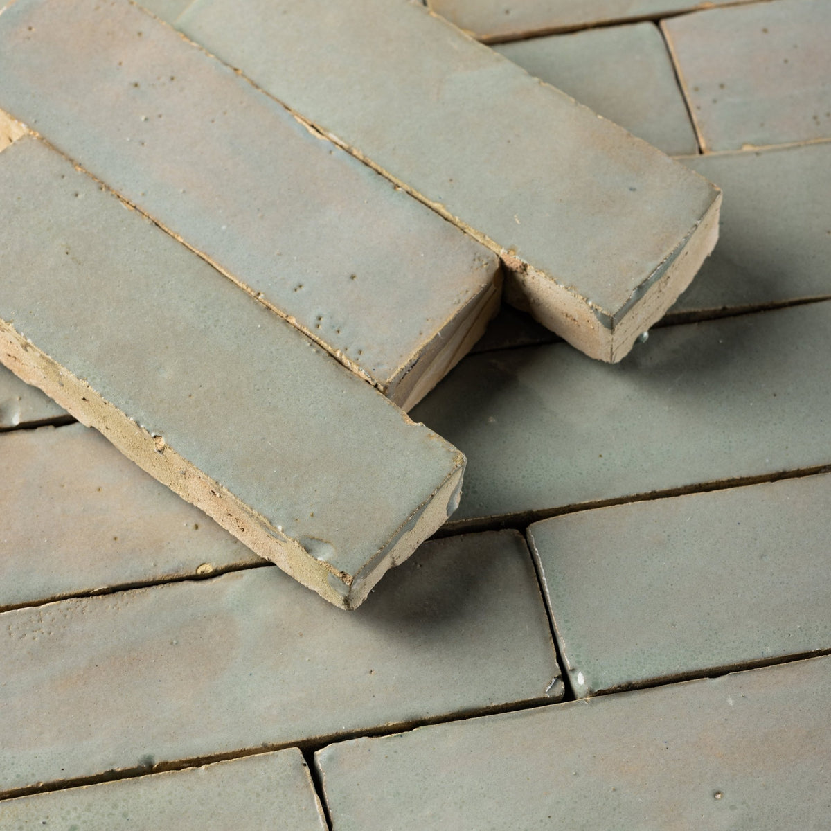 Handmade Moroccan Zellige 2x6 Belize Green Bejmat Terracotta Tile - Cemento Collection