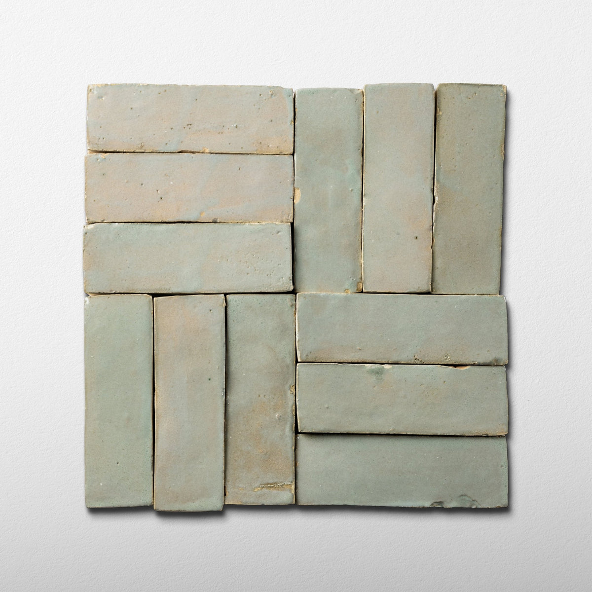 Handmade Moroccan Zellige 2x6 Belize Green Bejmat Terracotta Tile - Cemento Collection