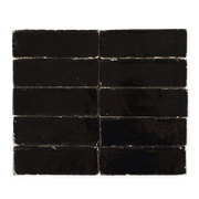 Handmade Moroccan Zellige 2x6 Black Bejmat Terracotta Tile - Cemento Collection