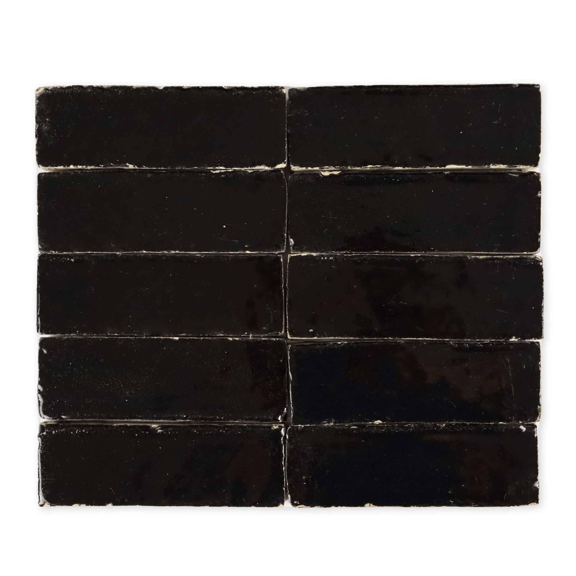 Handmade Moroccan Zellige 2x6 Black Bejmat Terracotta Tile - Cemento Collection