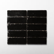 Handmade Moroccan Zellige 2x6 Black Terracotta Tile - Cemento Collection