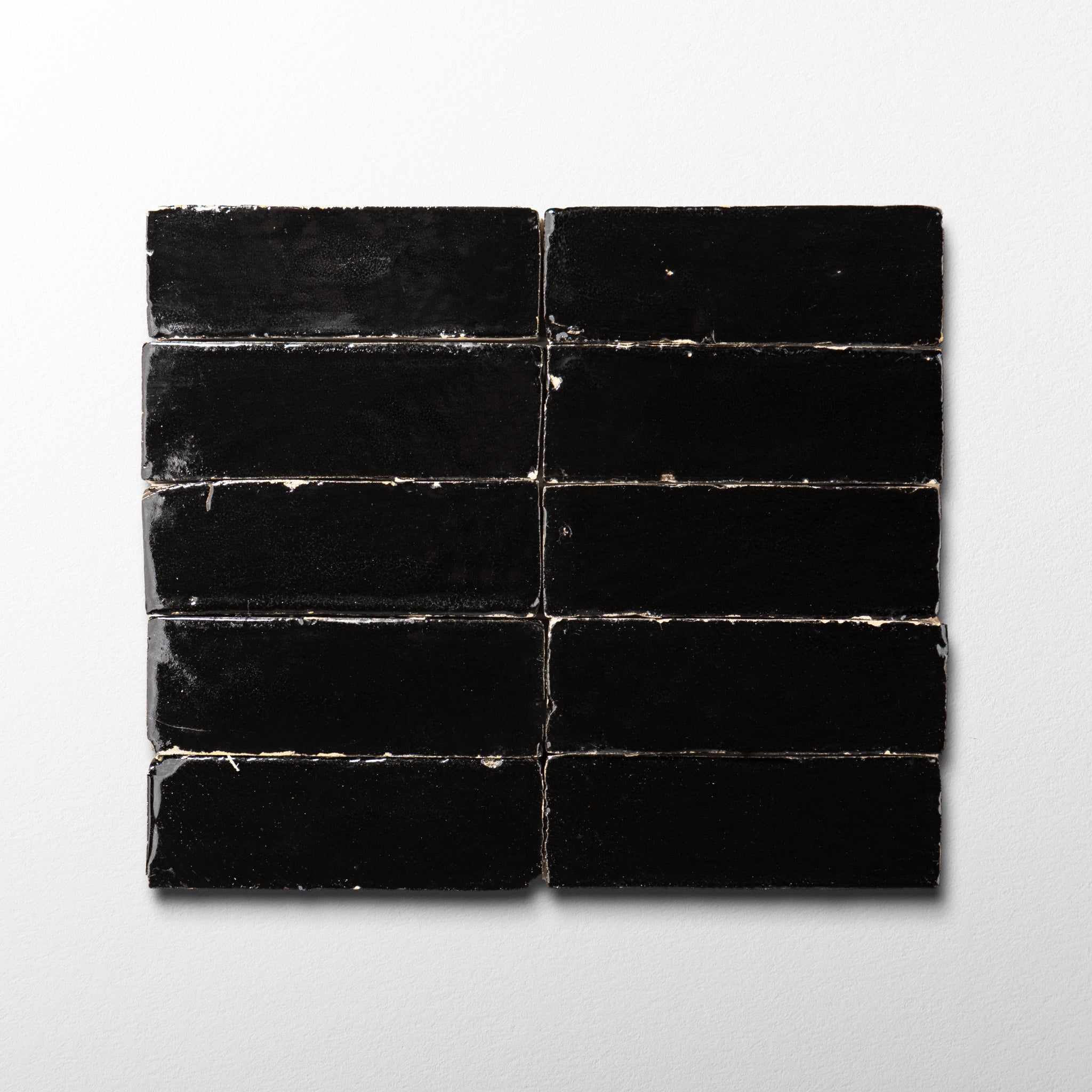 Handmade Moroccan Zellige 2x6 Black Terracotta Tile - Cemento Collection