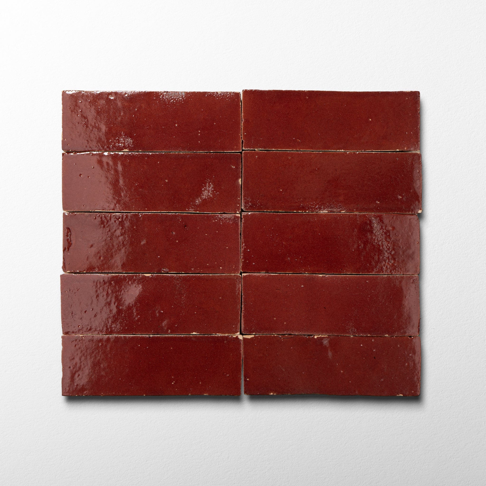Handmade Moroccan Zellige 2x6 Cabernet Red Terracotta Tile