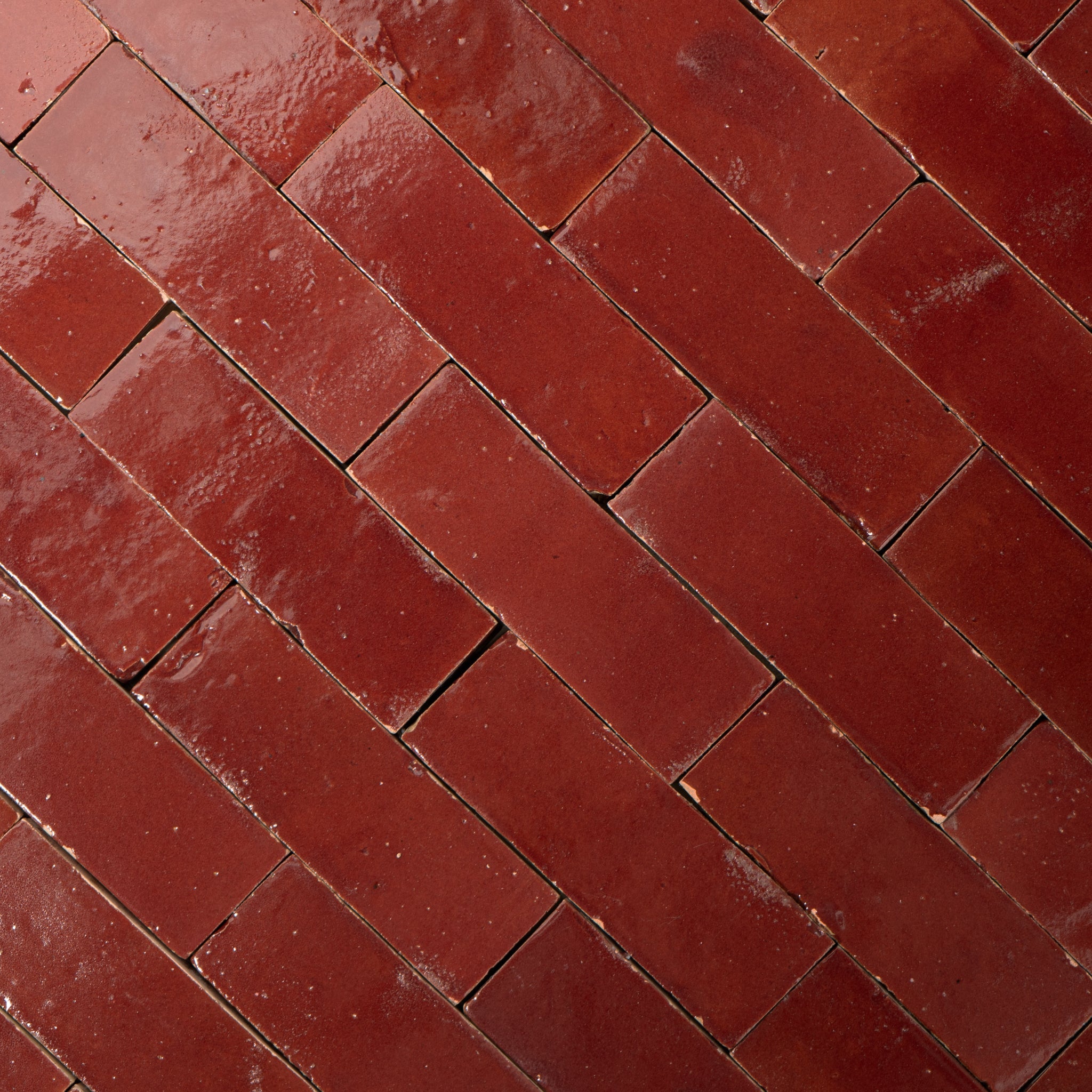 Handmade Moroccan Zellige 2x6 Cabernet Red Terracotta Tile