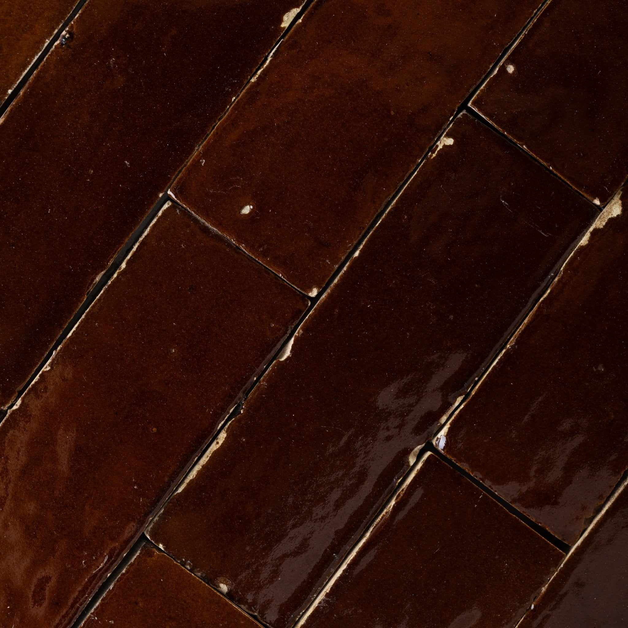 Handmade Moroccan Zellige 2x6 Chocolate Brown Bejmat Terracotta