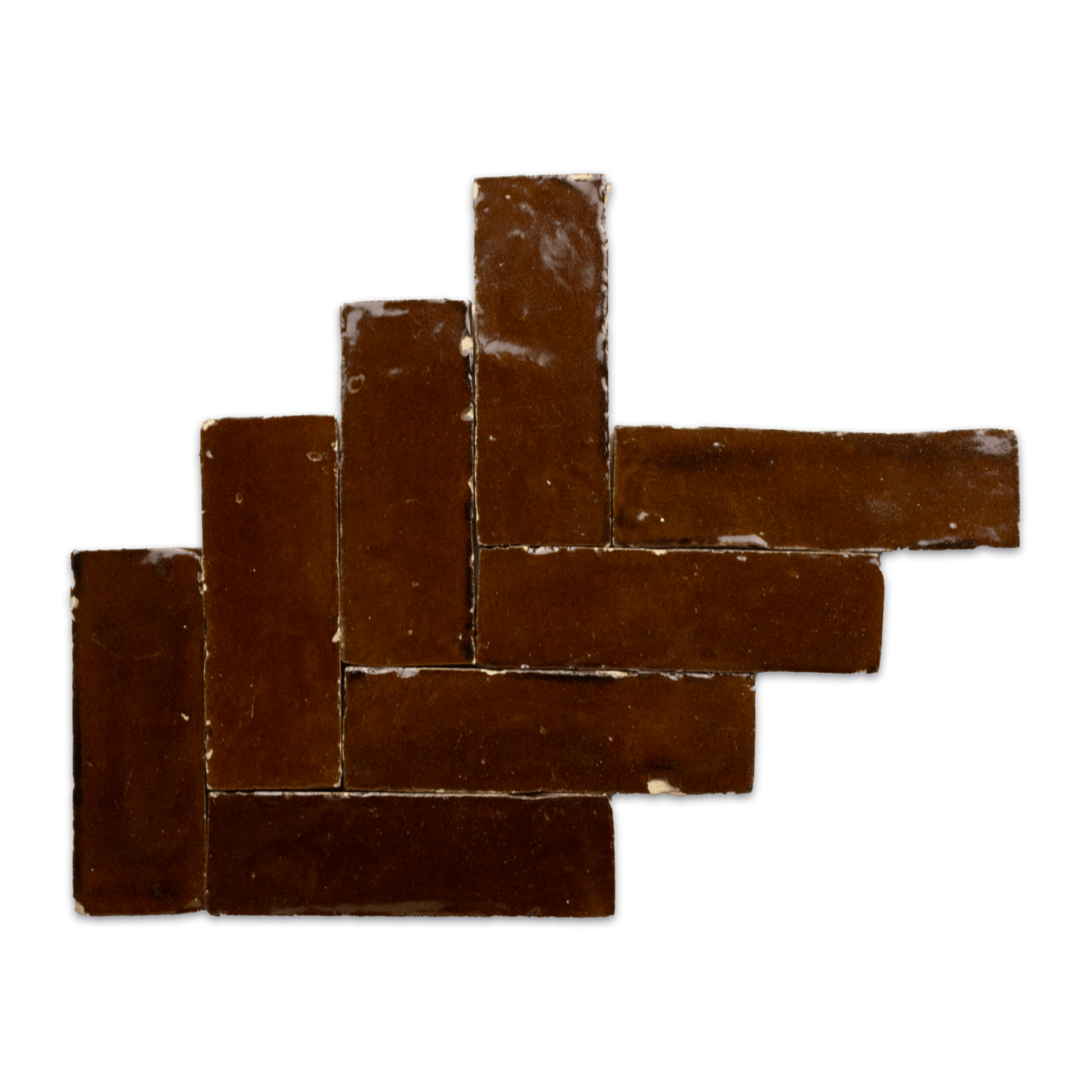 Handmade Moroccan Zellige 2x6 Chocolate Brown Bejmat Terracotta Tile - Cemento Collection