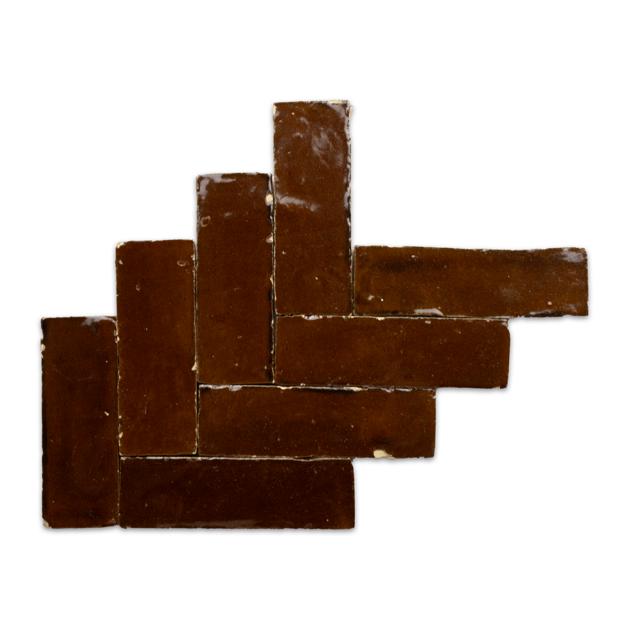 Handmade Moroccan Zellige 2x6 Chocolate Brown Bejmat Terracotta Tile - Cemento Collection